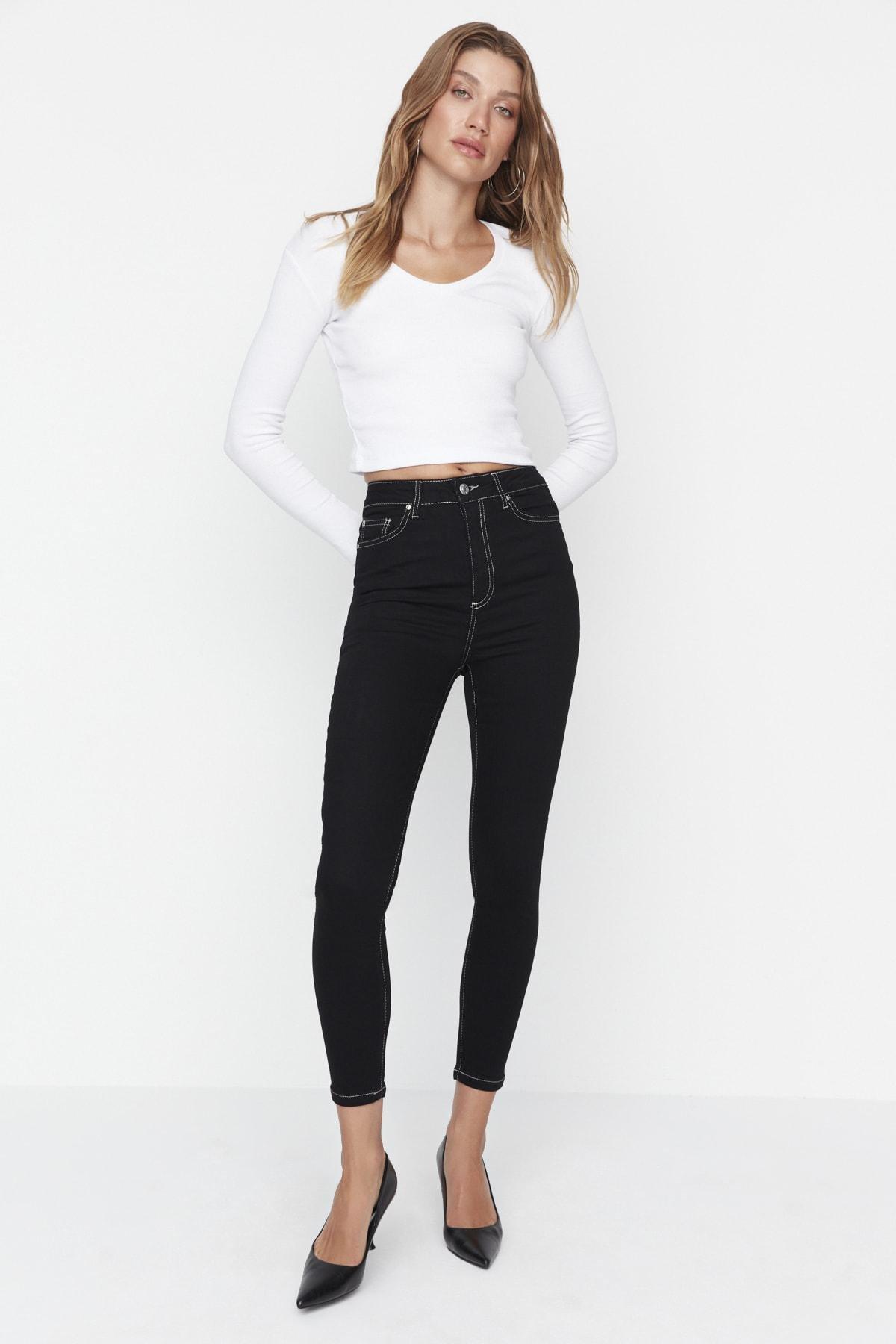 Black Skinny High Waist Jeans, , large image number 2