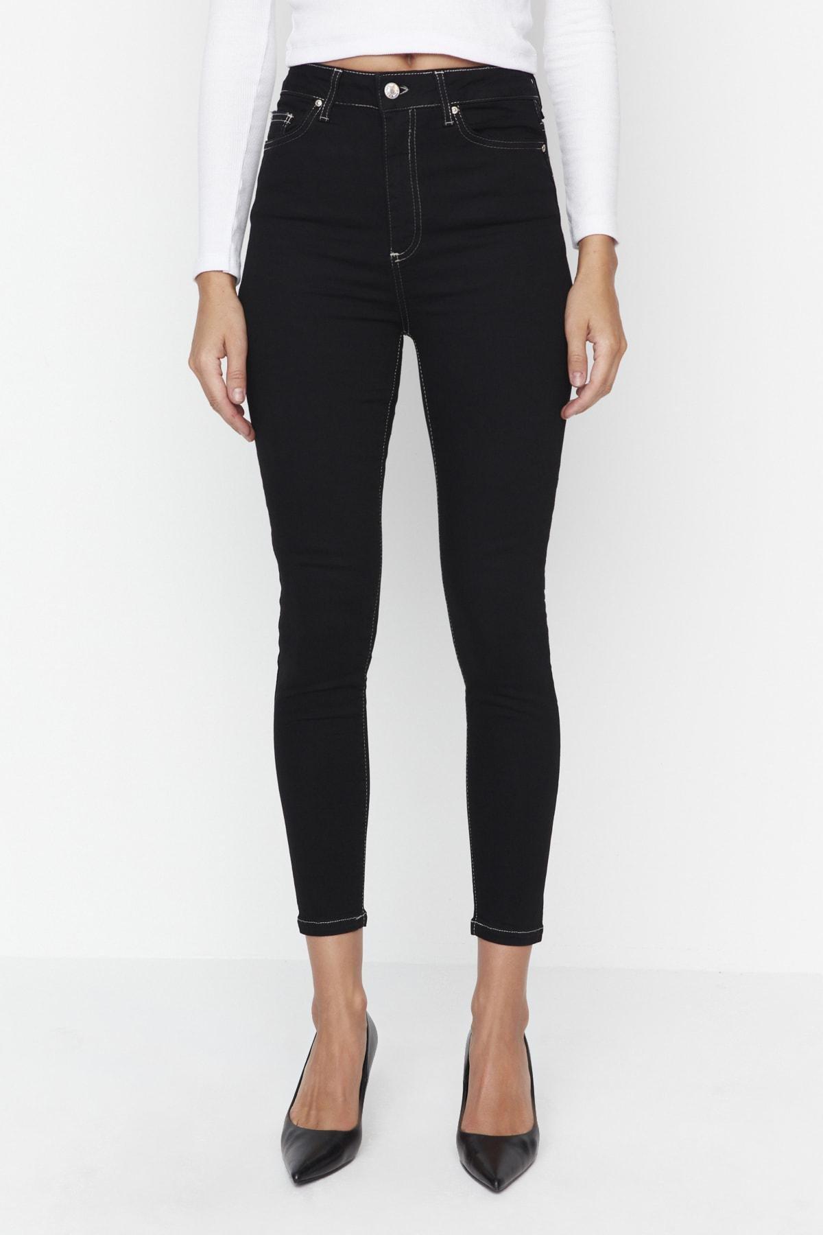 Black Skinny High Waist Jeans, , large image number 3