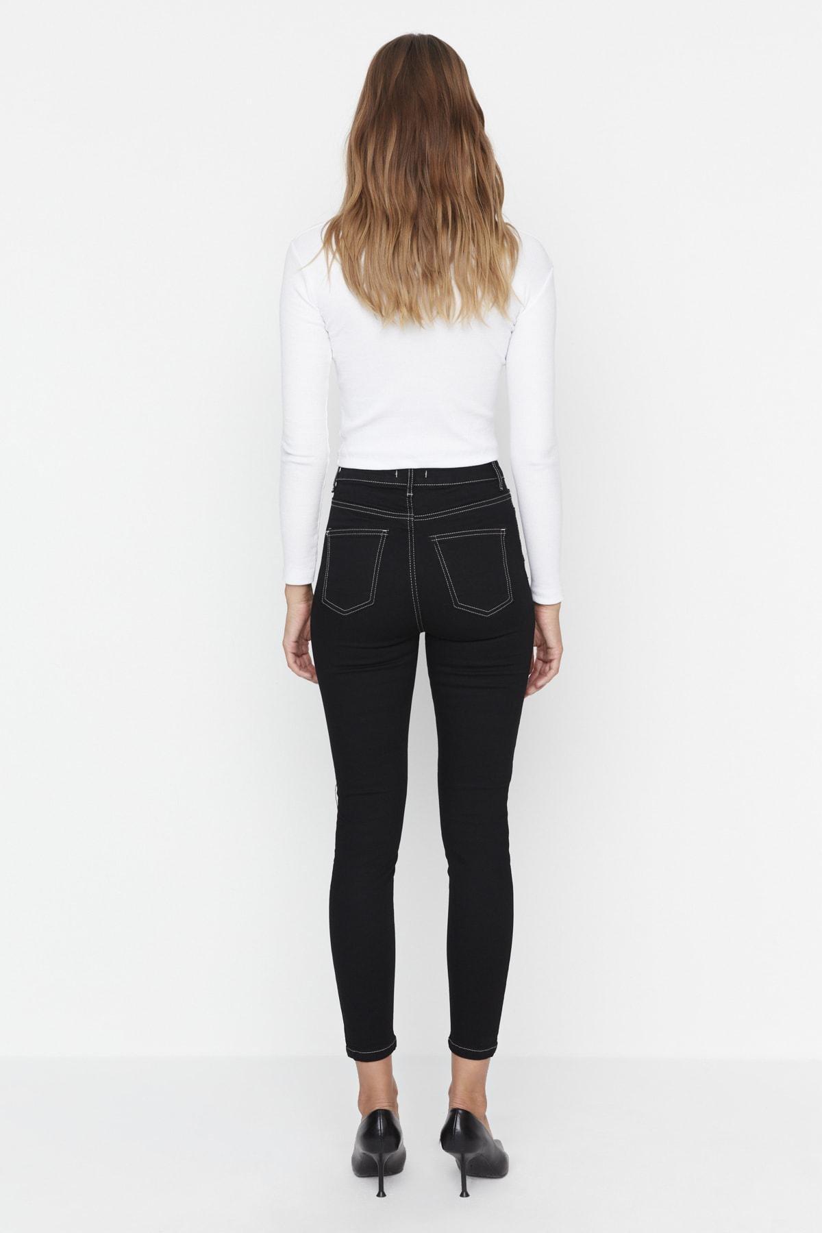 Black Skinny High Waist Jeans, , large image number 4