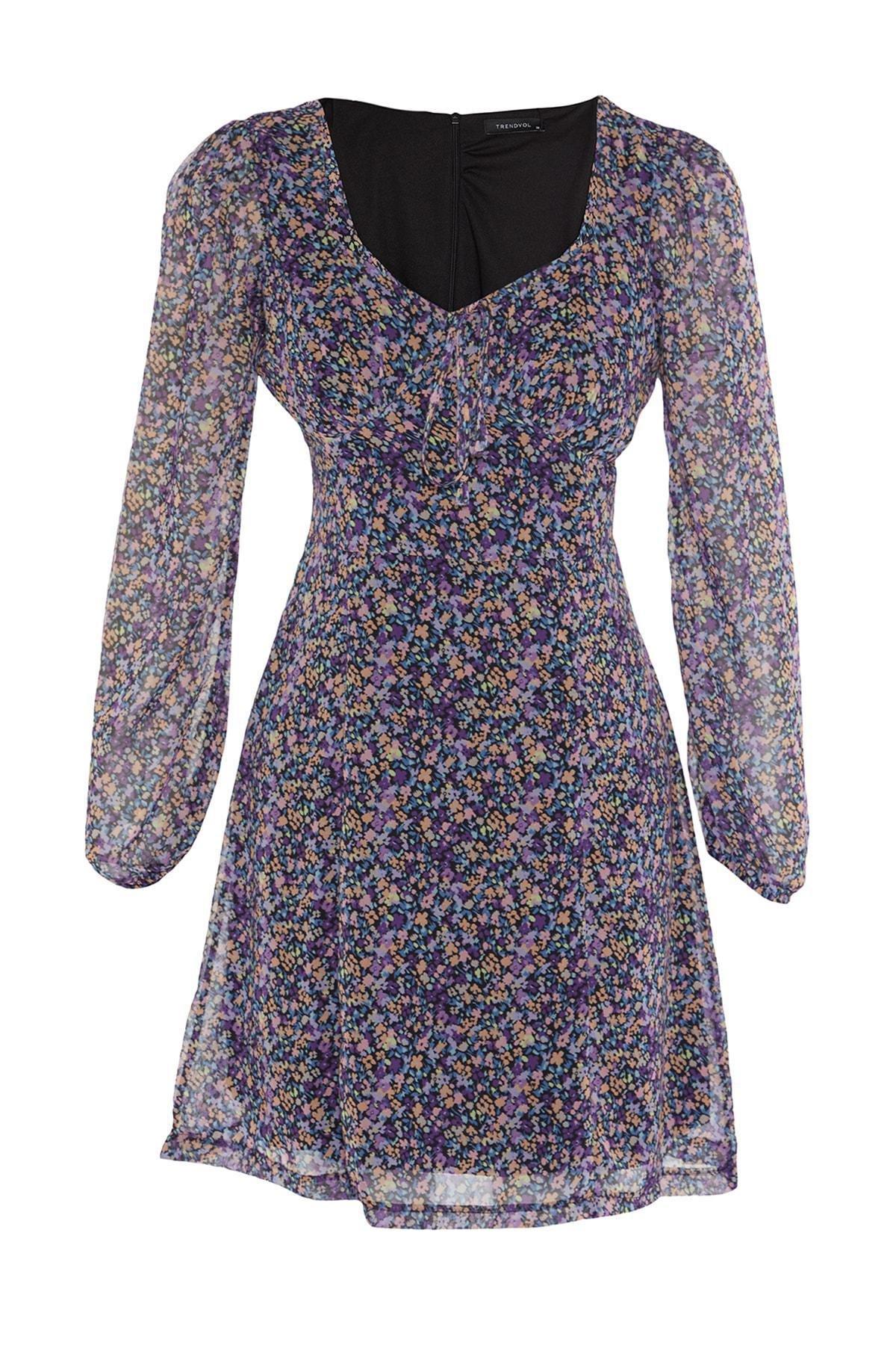 Trendyol - Multicolor Mini Lined Bodice Woven Dress