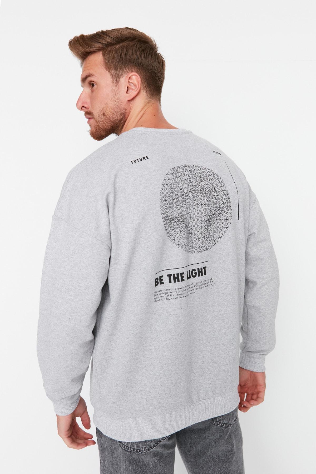 Grey Pattern Oversize Sweatshirt, , large image number 0