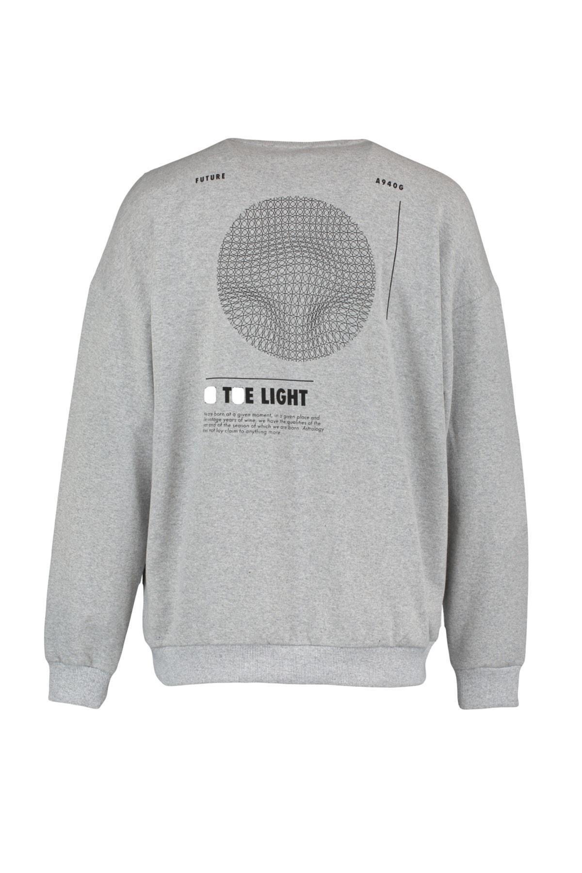 Grey Pattern Oversize Sweatshirt, , large image number 5