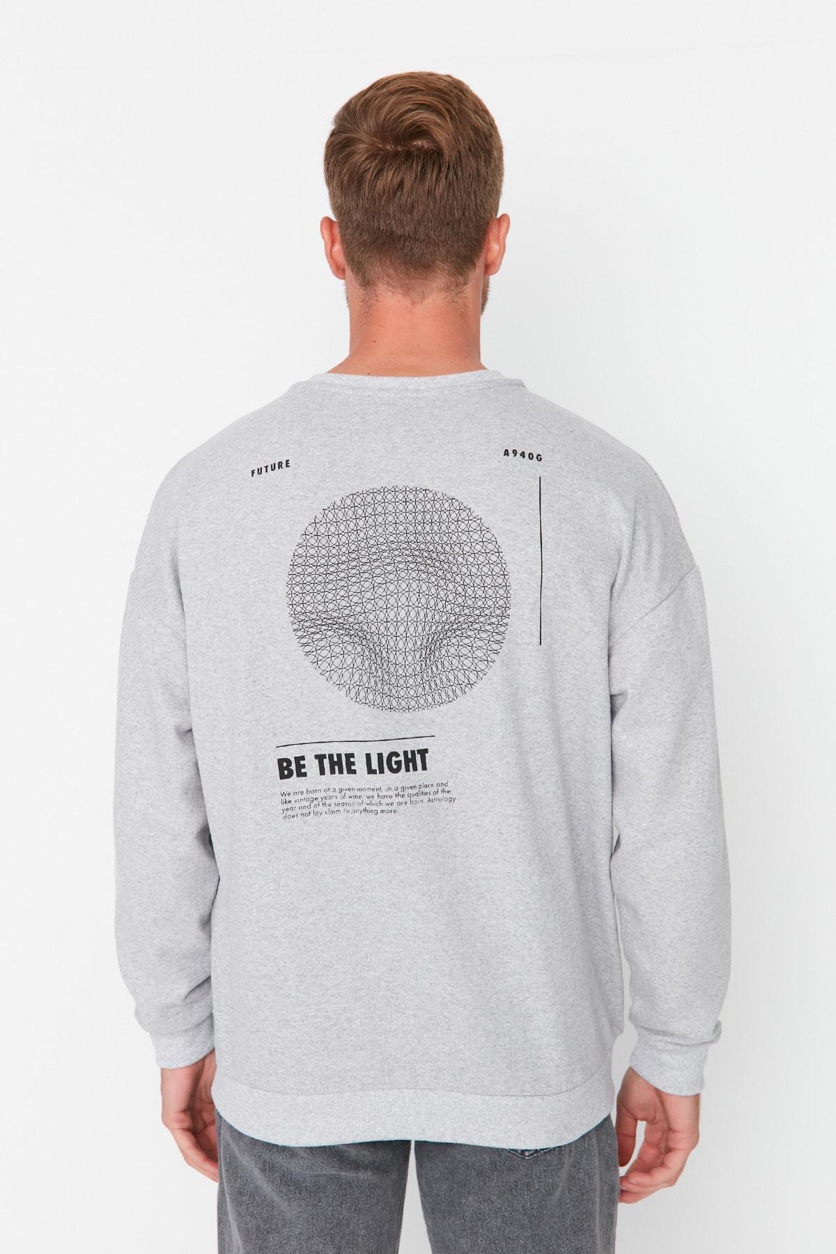 Grey Pattern Oversize Sweatshirt, , large image number 7