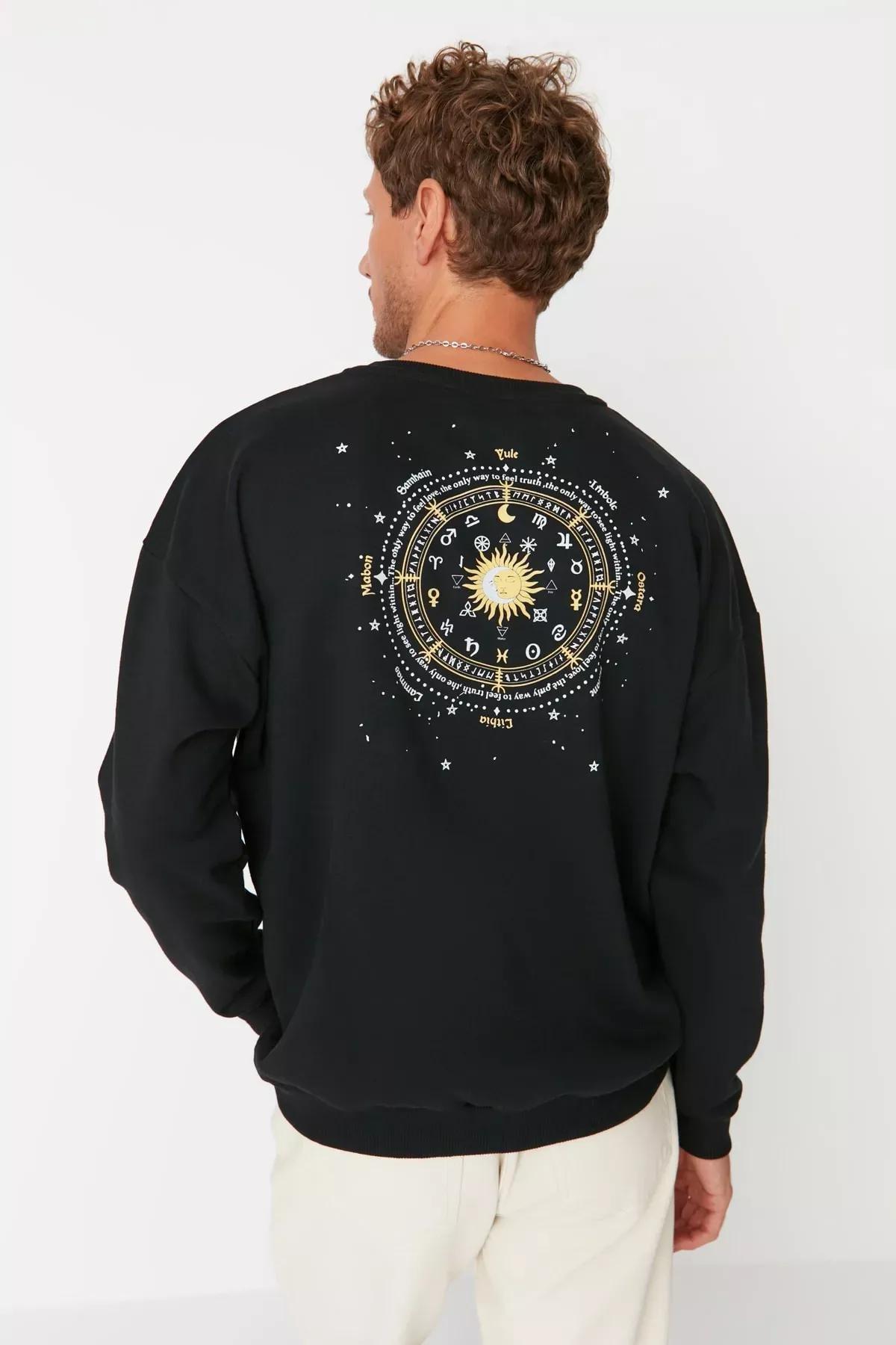Black Ethnic Pattern Sweatshirt, Black, large image number 0