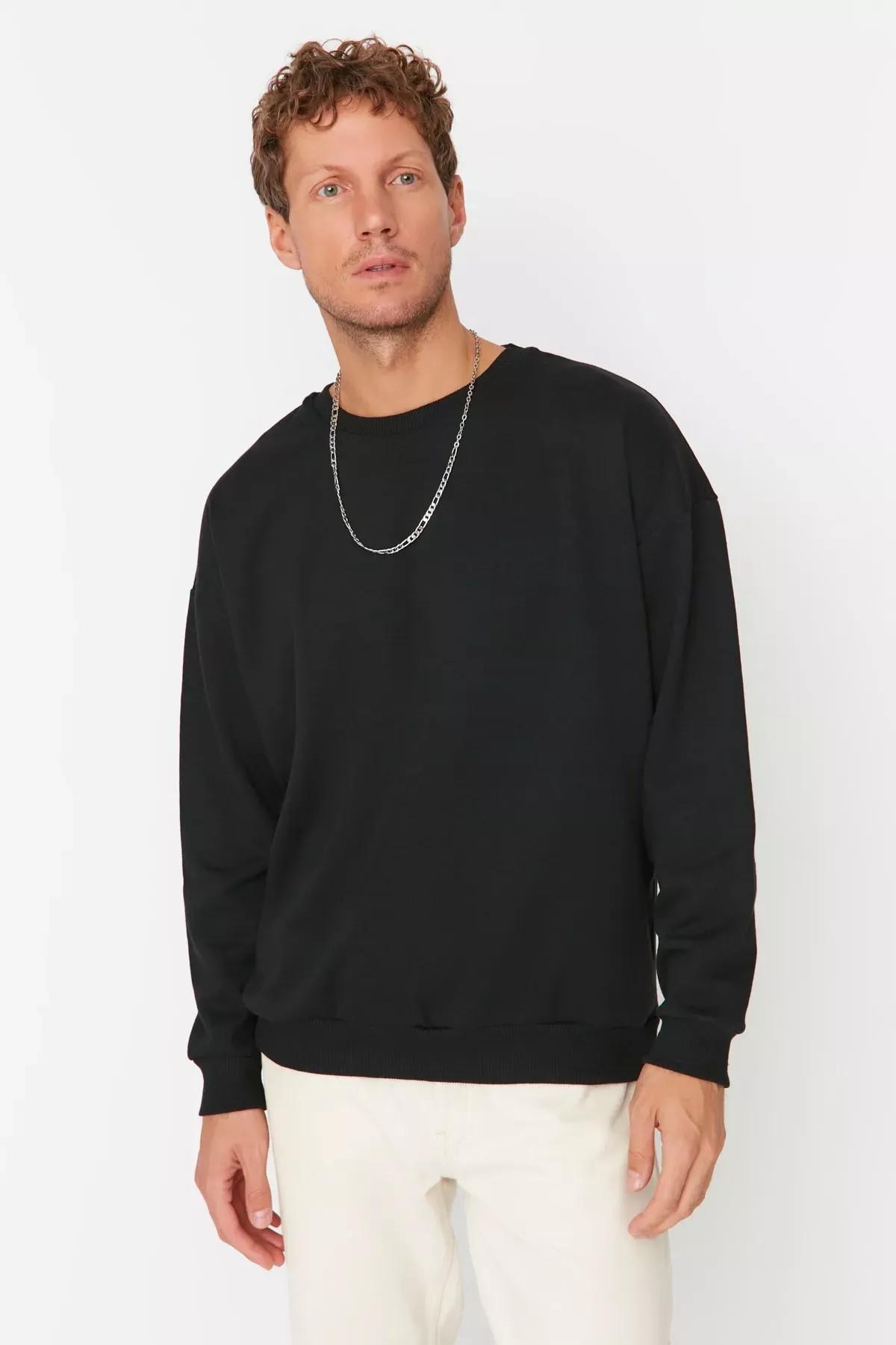 Black Ethnic Pattern Sweatshirt, Black, large image number 1