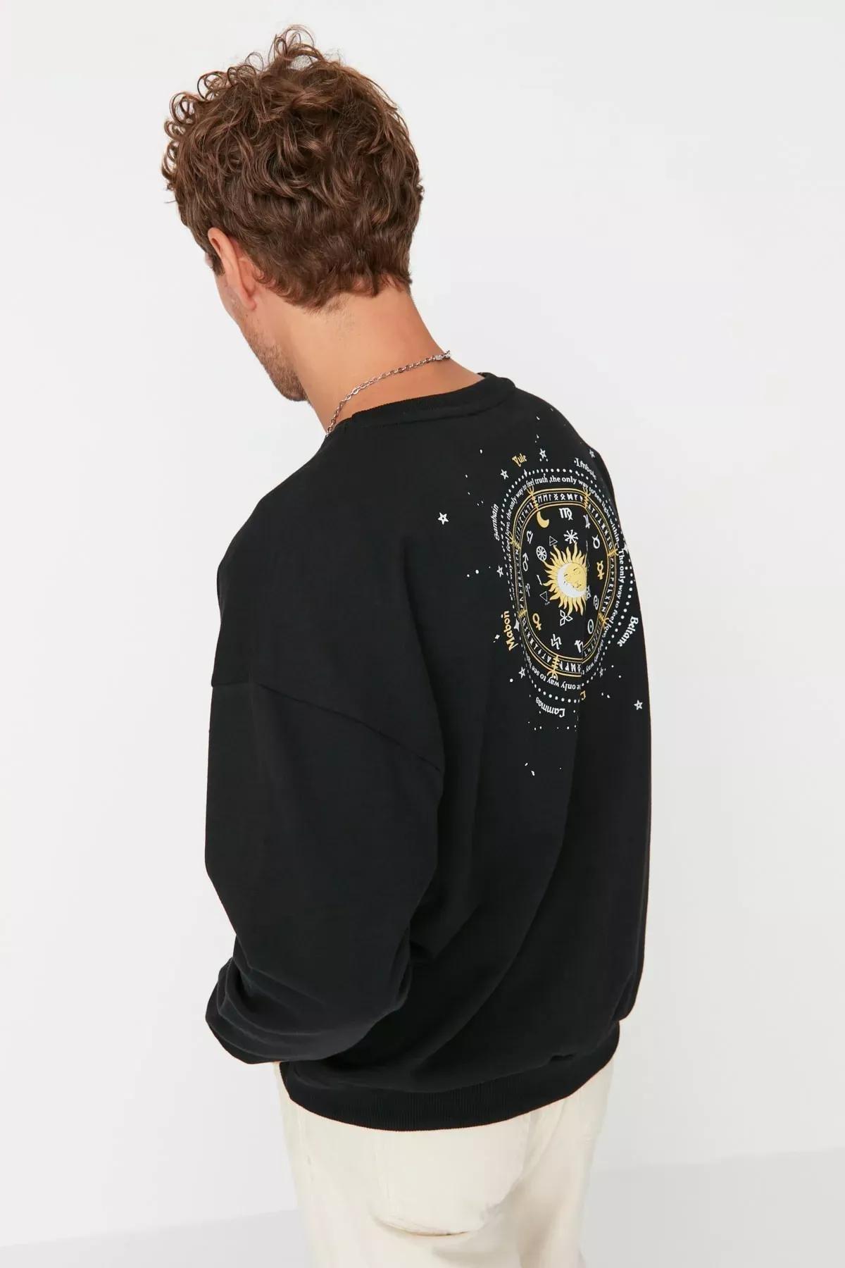 Black Ethnic Pattern Sweatshirt, Black, large image number 2