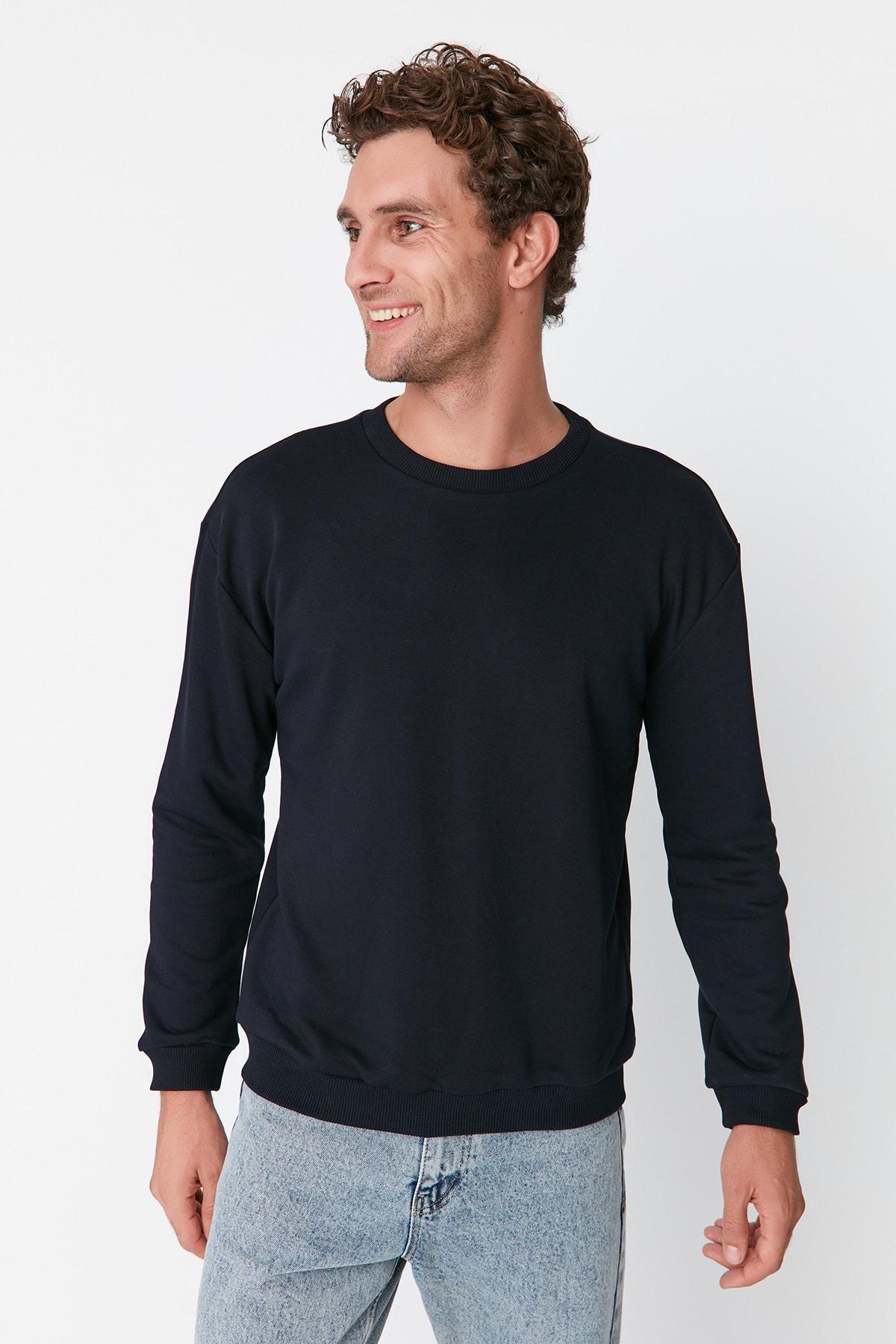 Navy Print Crew Neck Sweatshirt, , large image number 2
