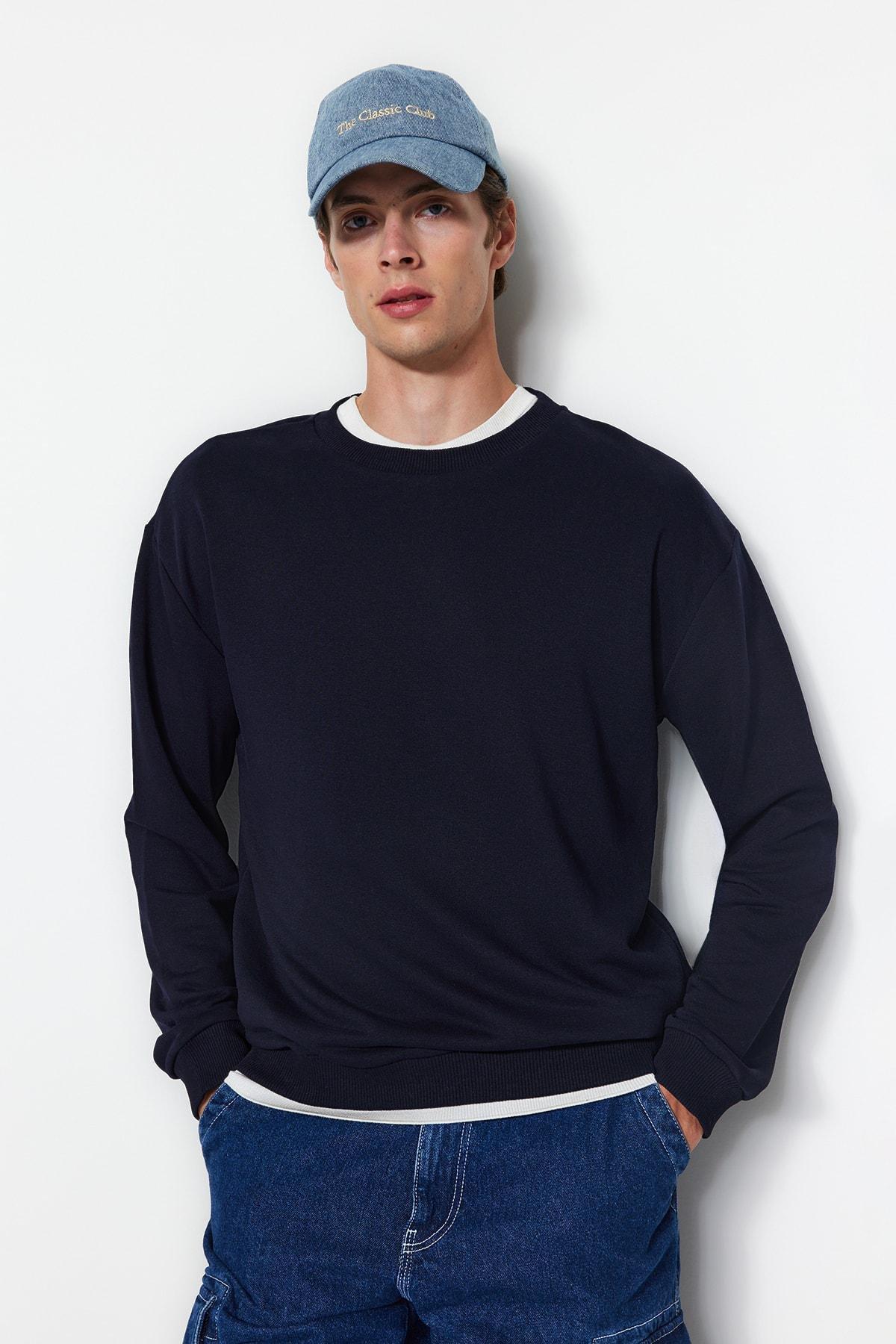 Navy Print Crew Neck Sweatshirt, , large image number 5
