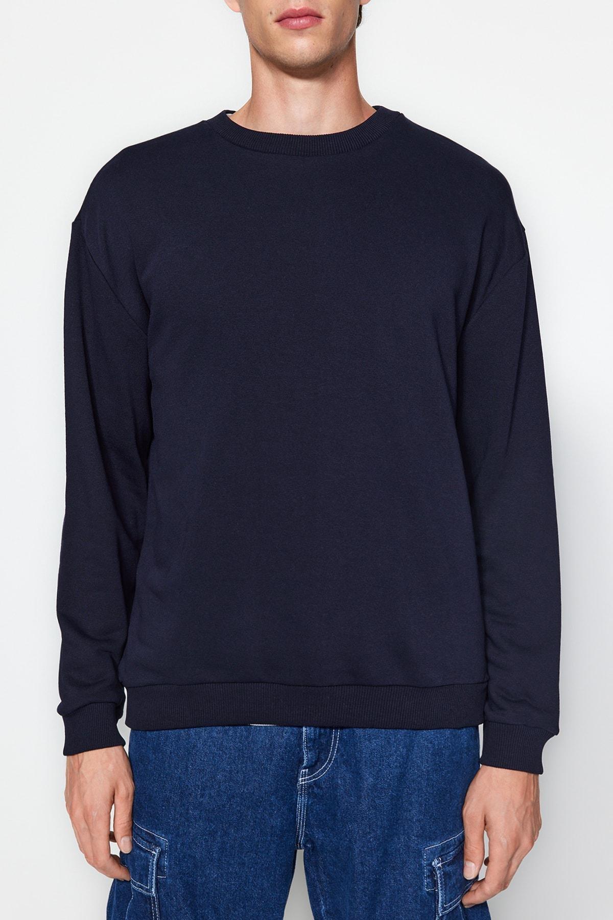 Navy Print Crew Neck Sweatshirt, , large image number 7