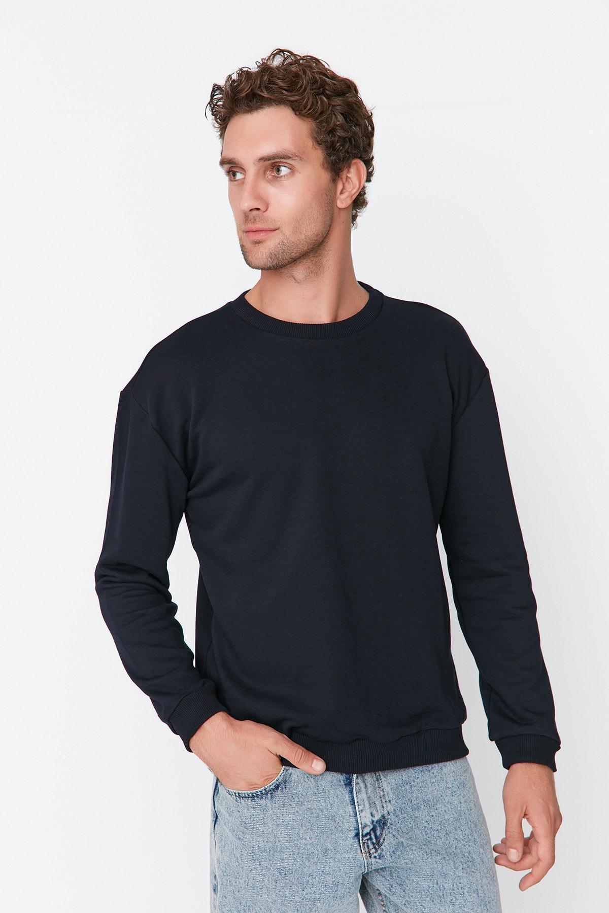 Navy Print Crew Neck Sweatshirt, , large image number 8