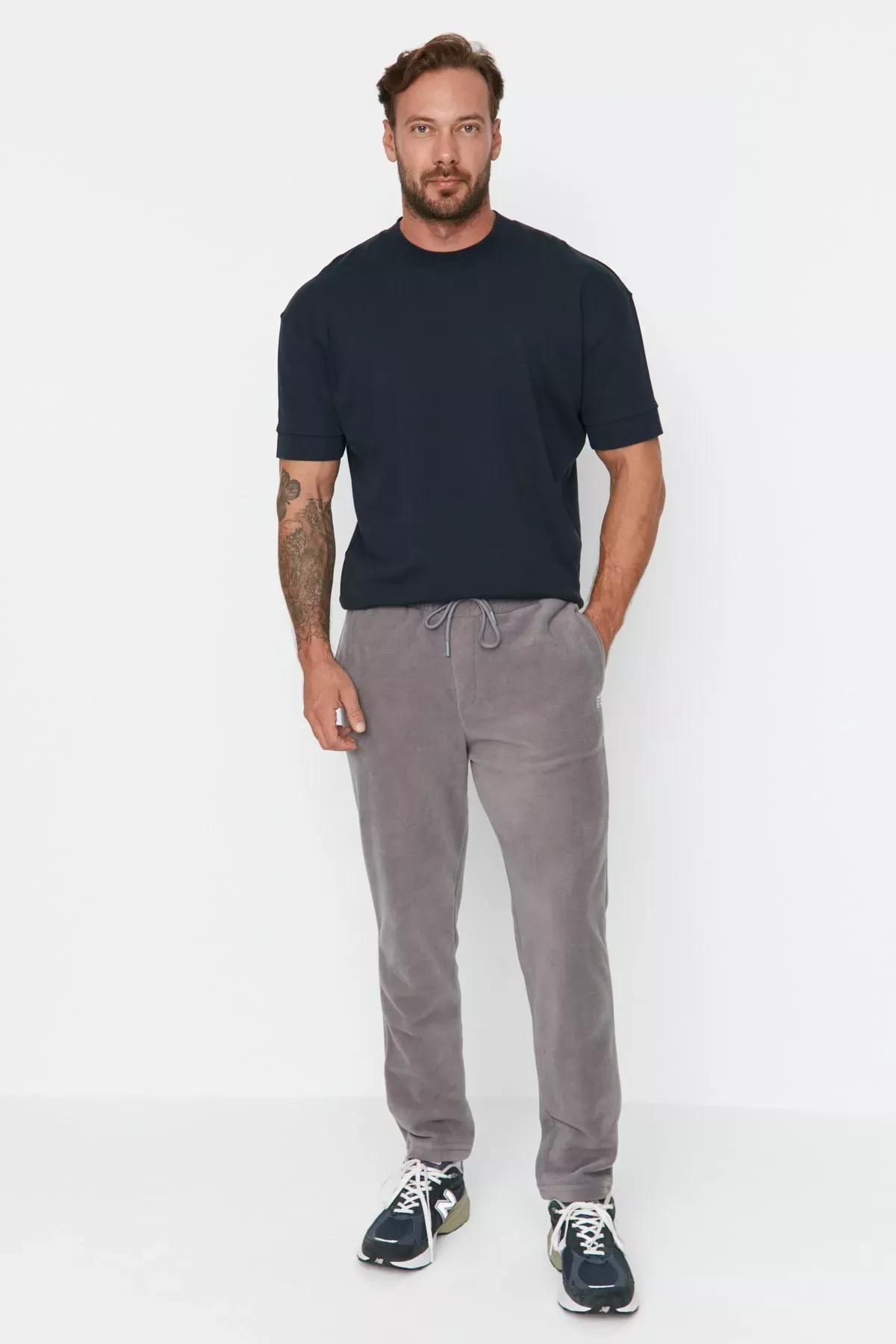 Grey Joggers Sweatpants, Gray, medium