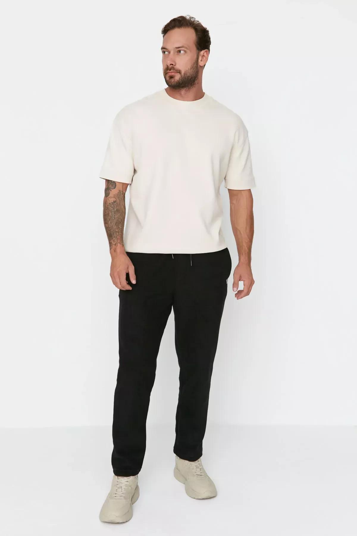 Black Joggers Sweatpants, Black, large image number 1