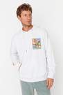 Trendyol - White Oversize Pattern Hooded Sweatshirt