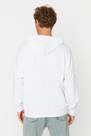 Trendyol - White Oversize Pattern Hooded Sweatshirt