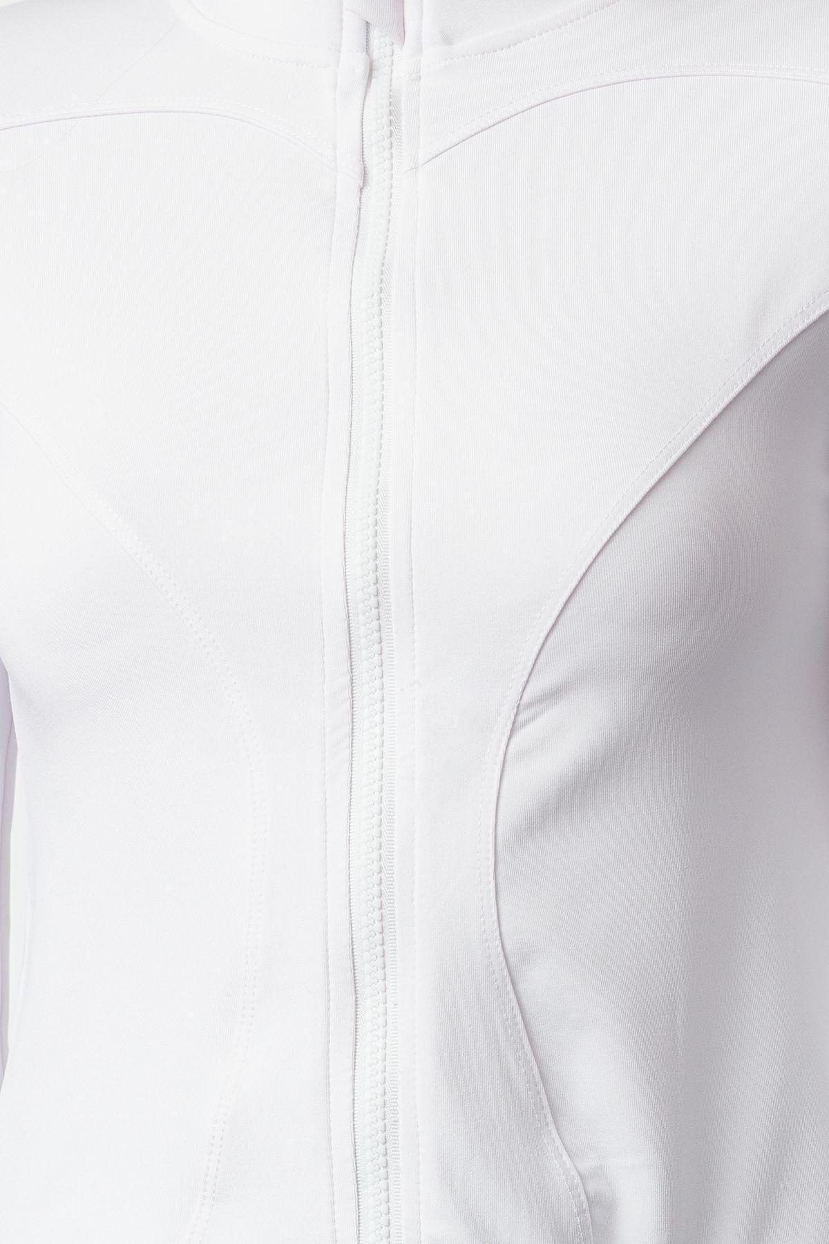 White Fitted Zipper High Neck Knitted Sports Top/Blouse TWOAW23BZ00592, Single item, , large image number 2