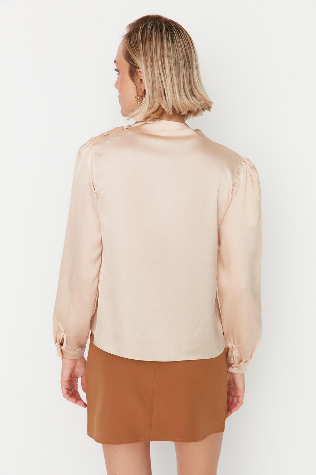 Beige Cowl Neck Blouse, Beige, large image number 2