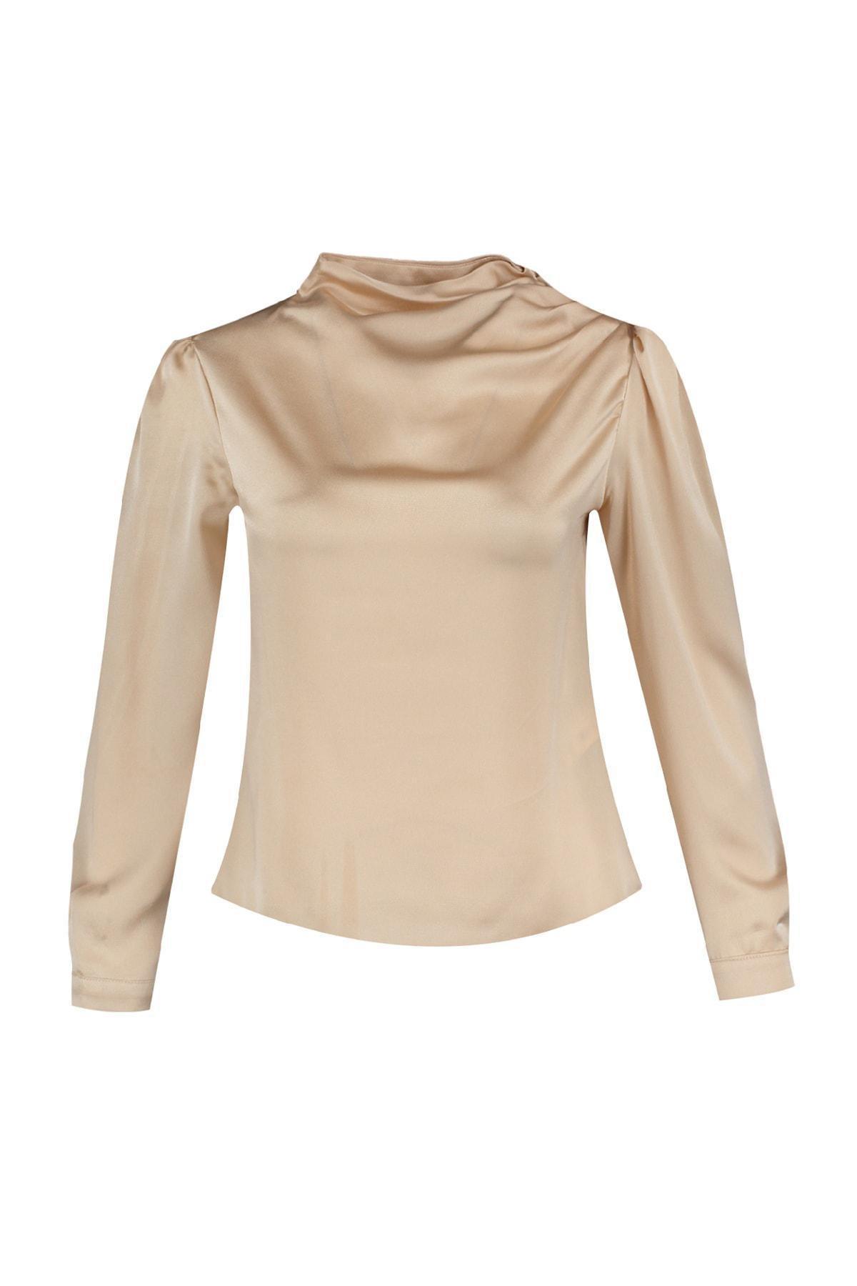 Beige Cowl Neck Blouse, Beige, large image number 5