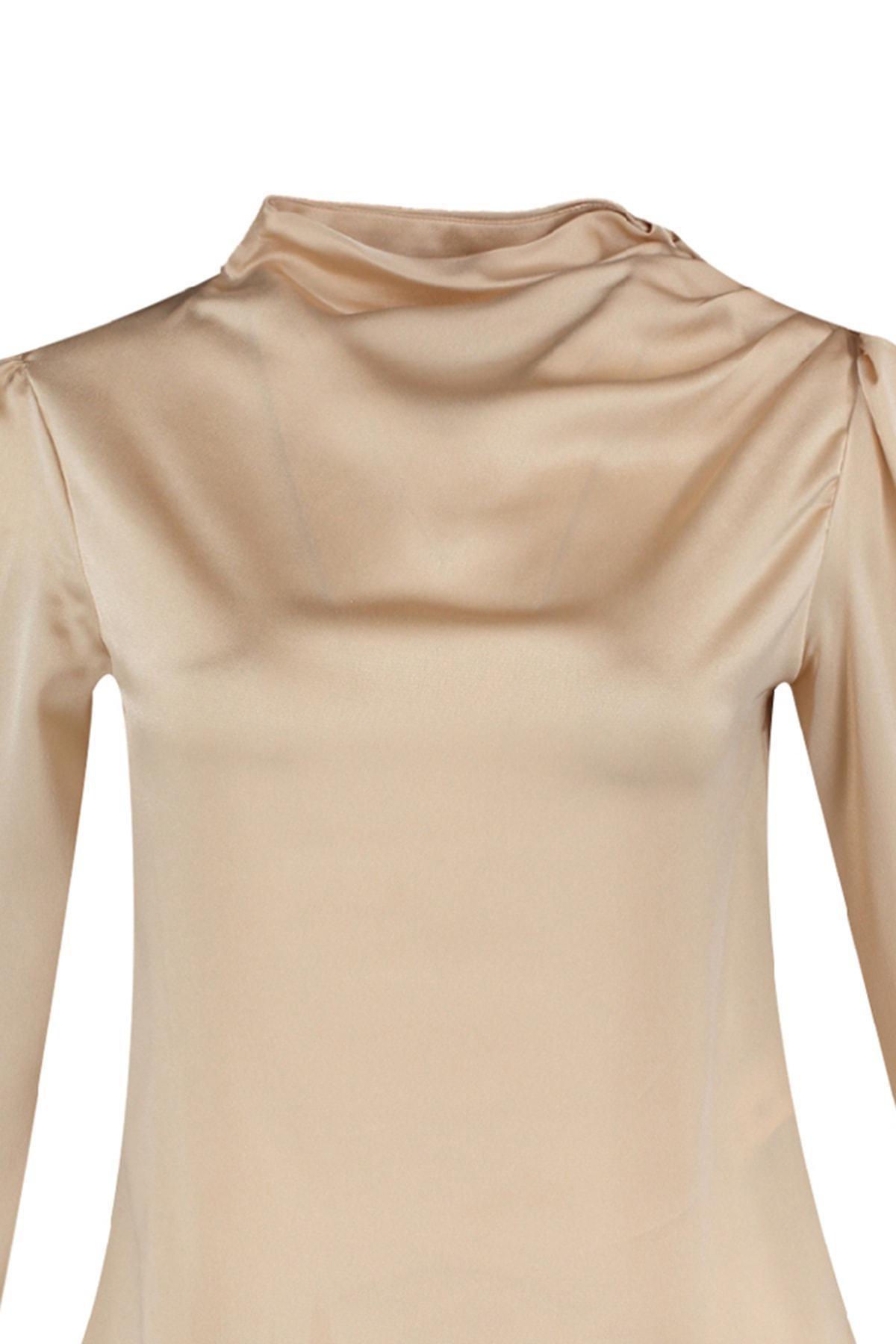 Beige Cowl Neck Blouse, Beige, large image number 6