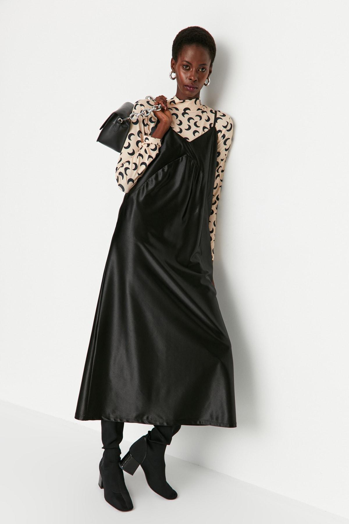 Black Skater Maxi Dress, , large image number 1