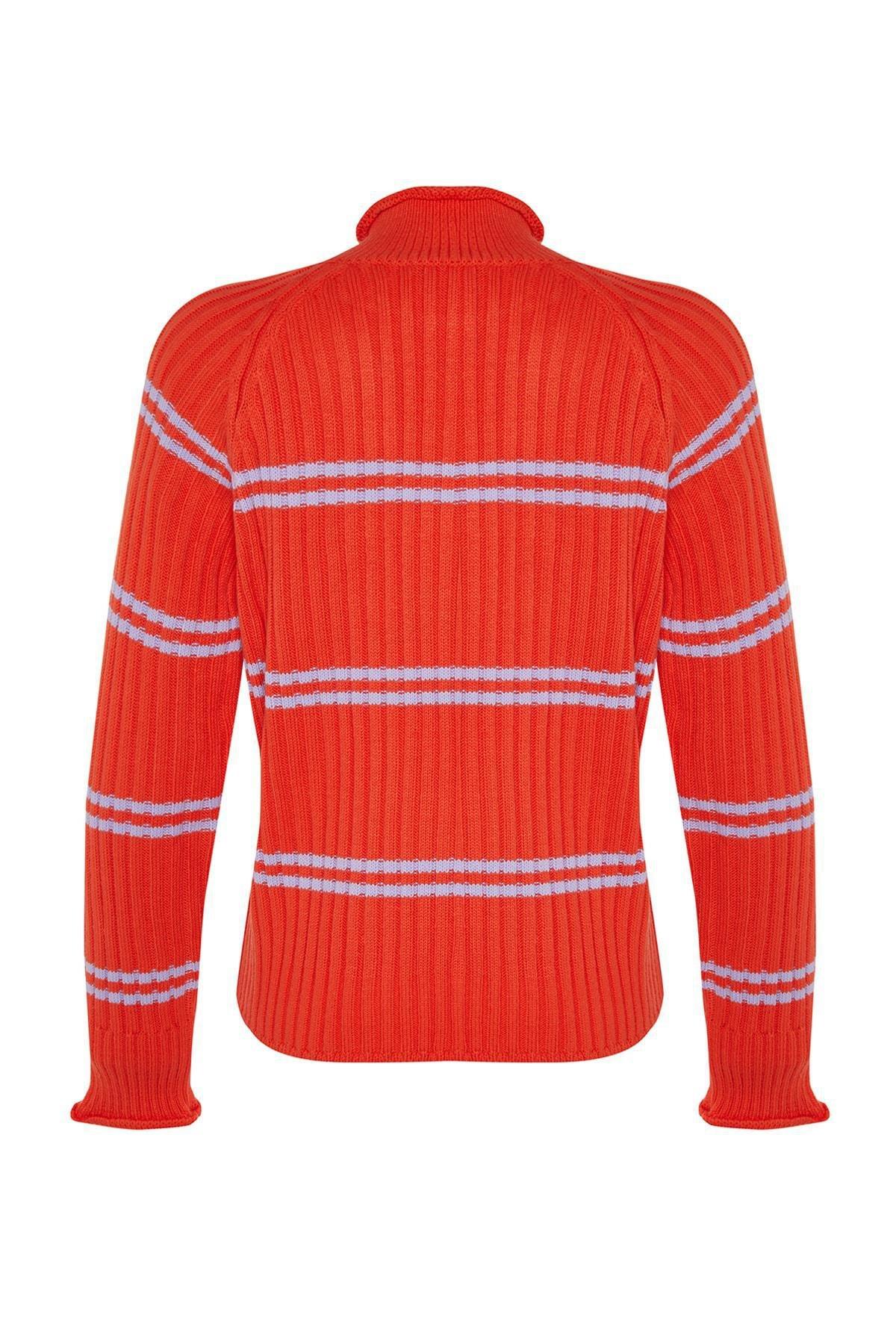 Trendyol - Orange Striped Sweater