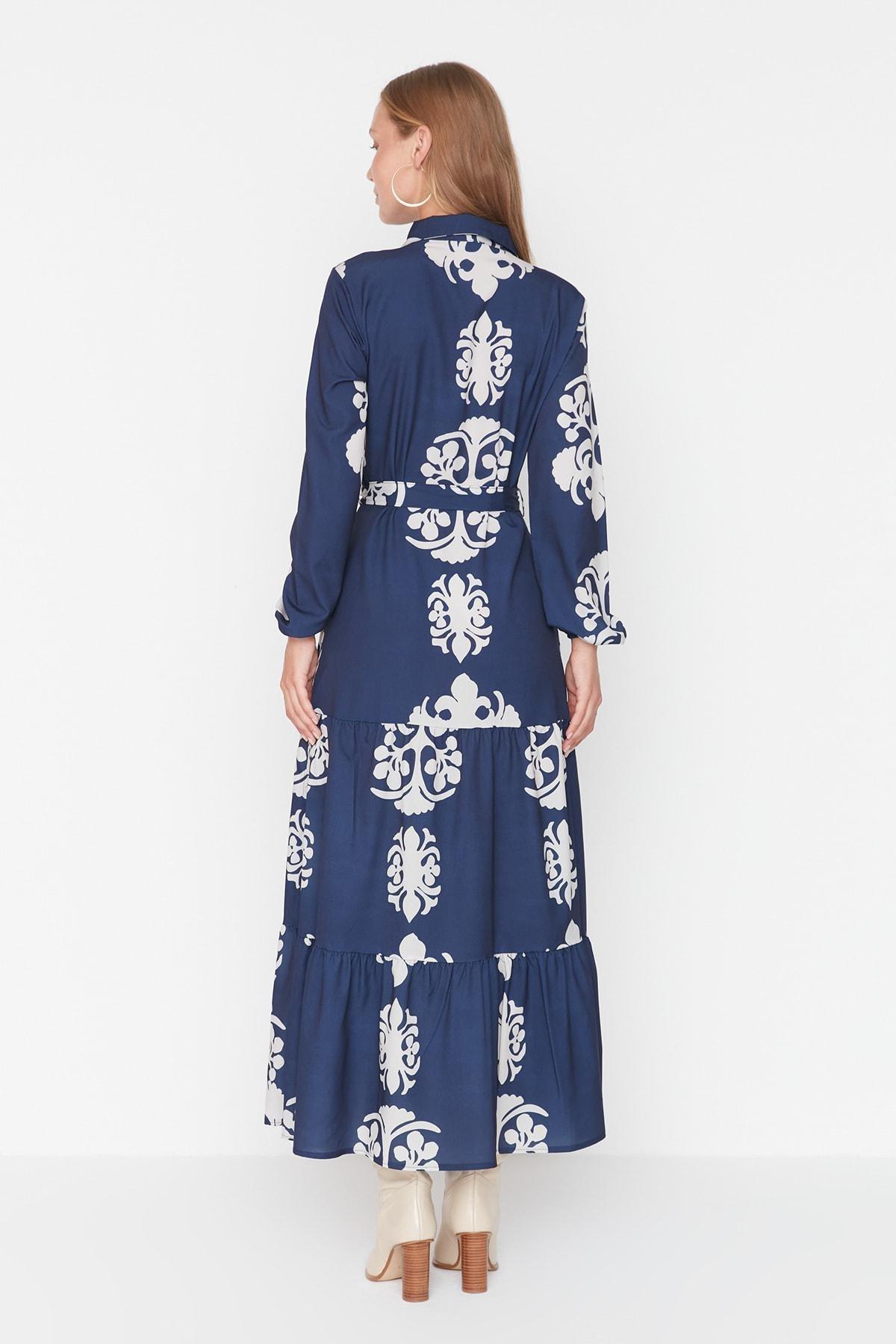 Blue Floral Skater Dress, , large image number 4