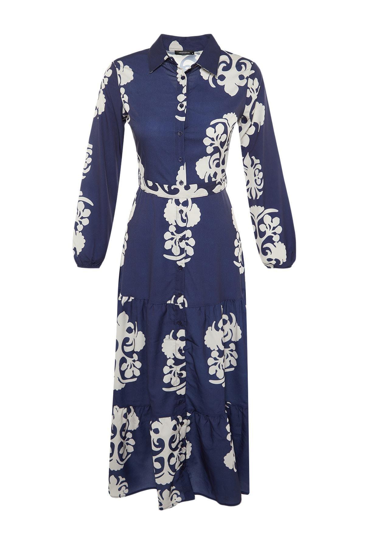 Blue Floral Skater Dress, , large image number 5