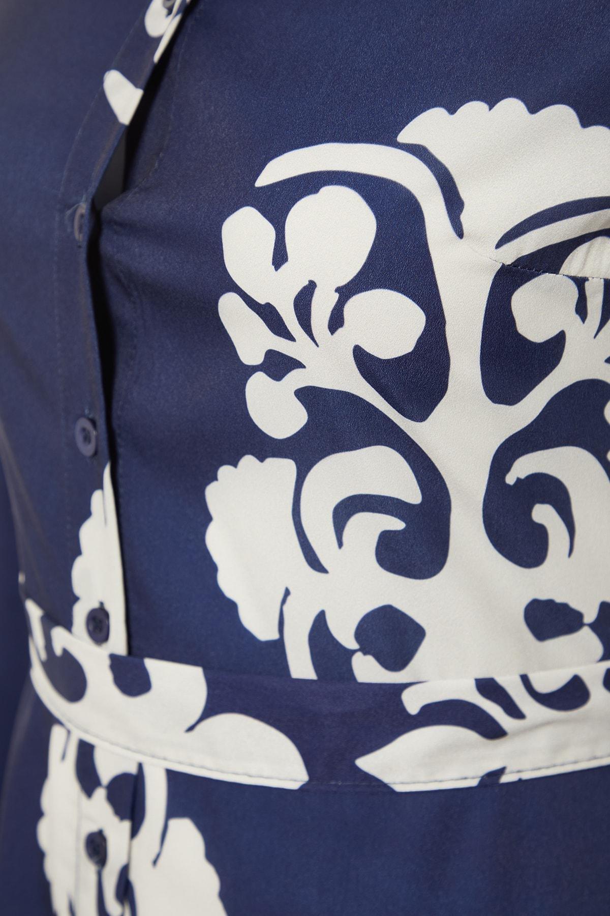 Blue Floral Skater Dress, , large image number 6