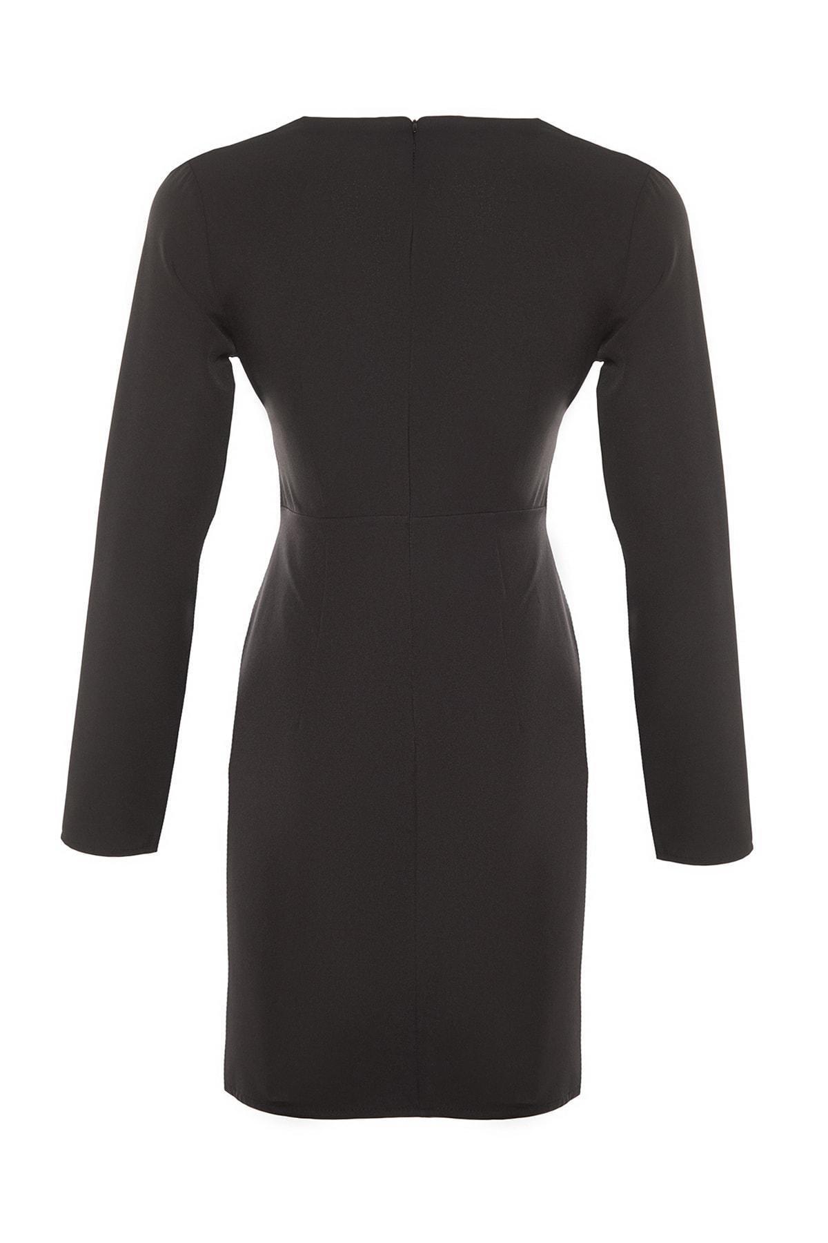 Trendyol - Black Wrapover Double-Breasted Dress