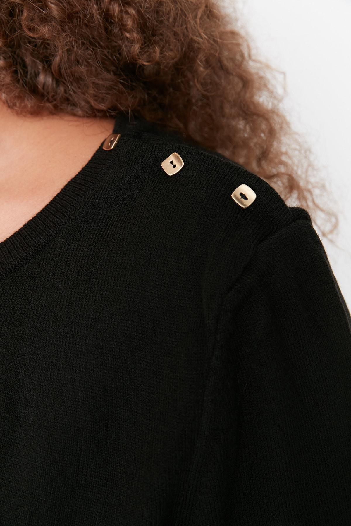 Black Relaxed Crew Neck Plus Size Sweater, , large image number 3