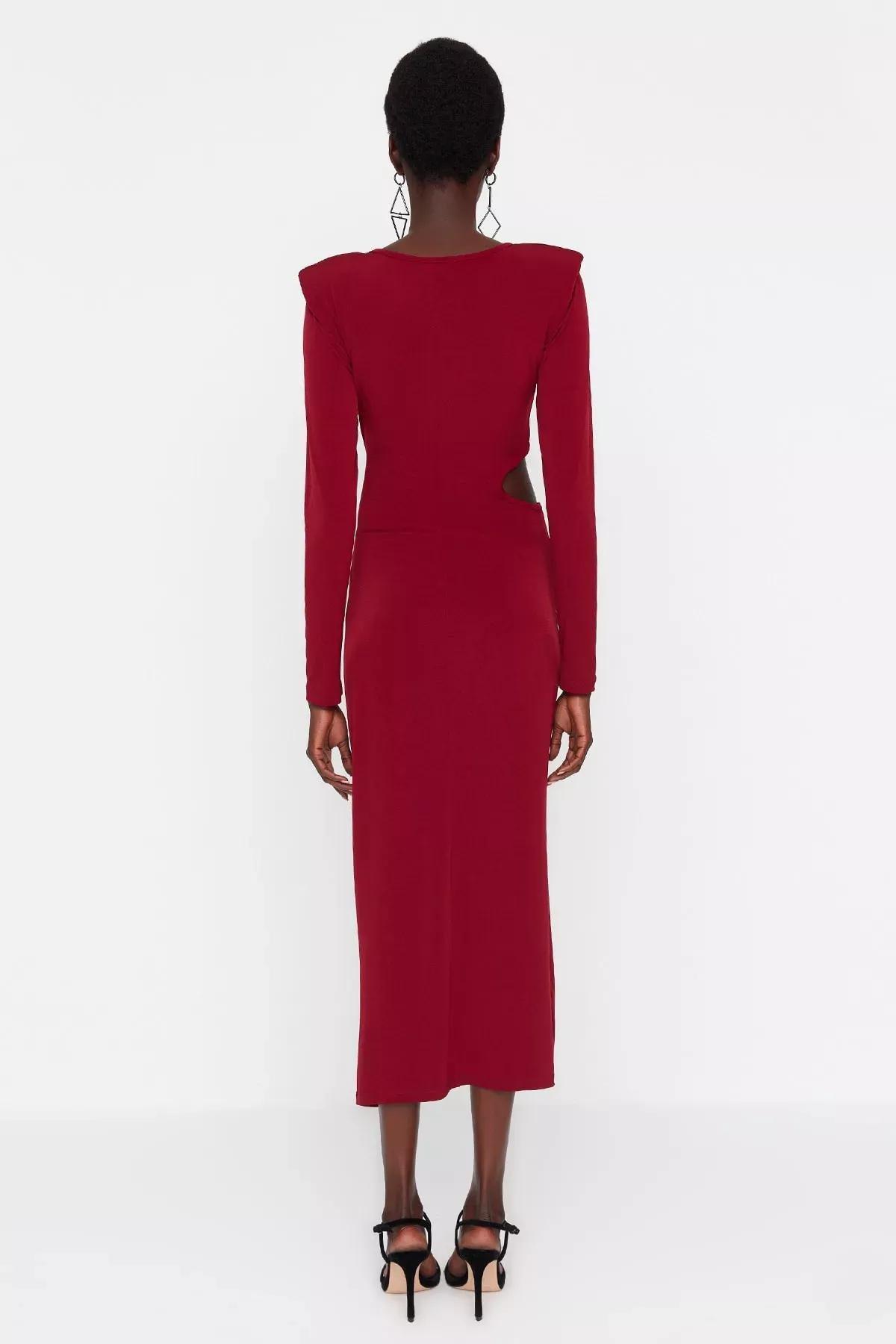 Burgundy Wrapover Dress, Burgundy, large image number 4