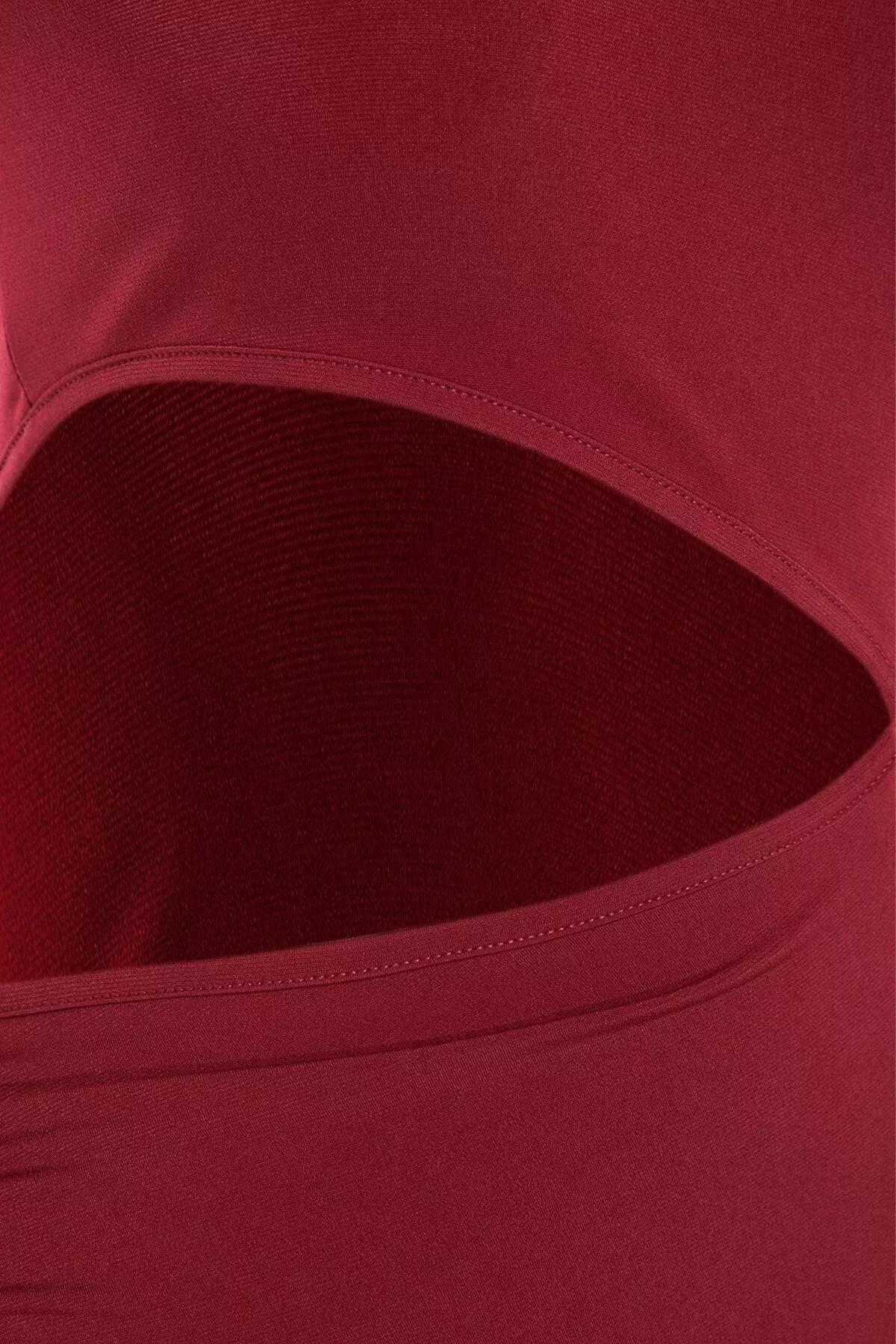 Burgundy Wrapover Dress, Burgundy, large image number 5