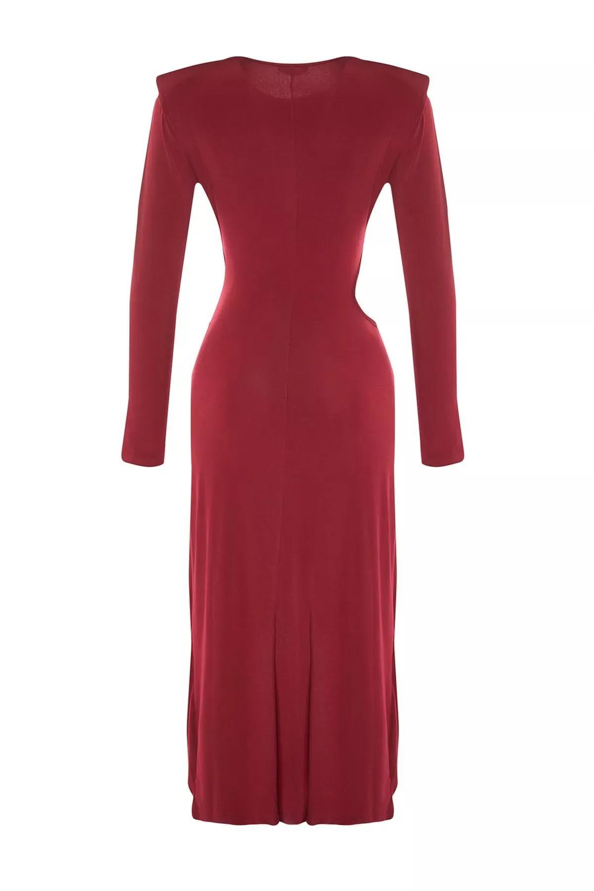 Burgundy Wrapover Dress, Burgundy, large image number 6