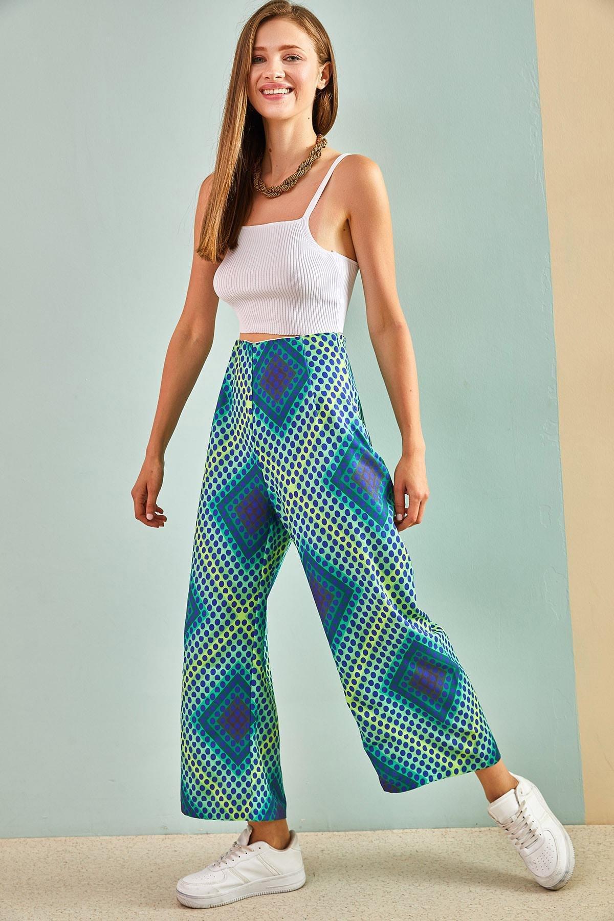 Multicolour Ethnic Pattern Loose Trousers, , large image number 0