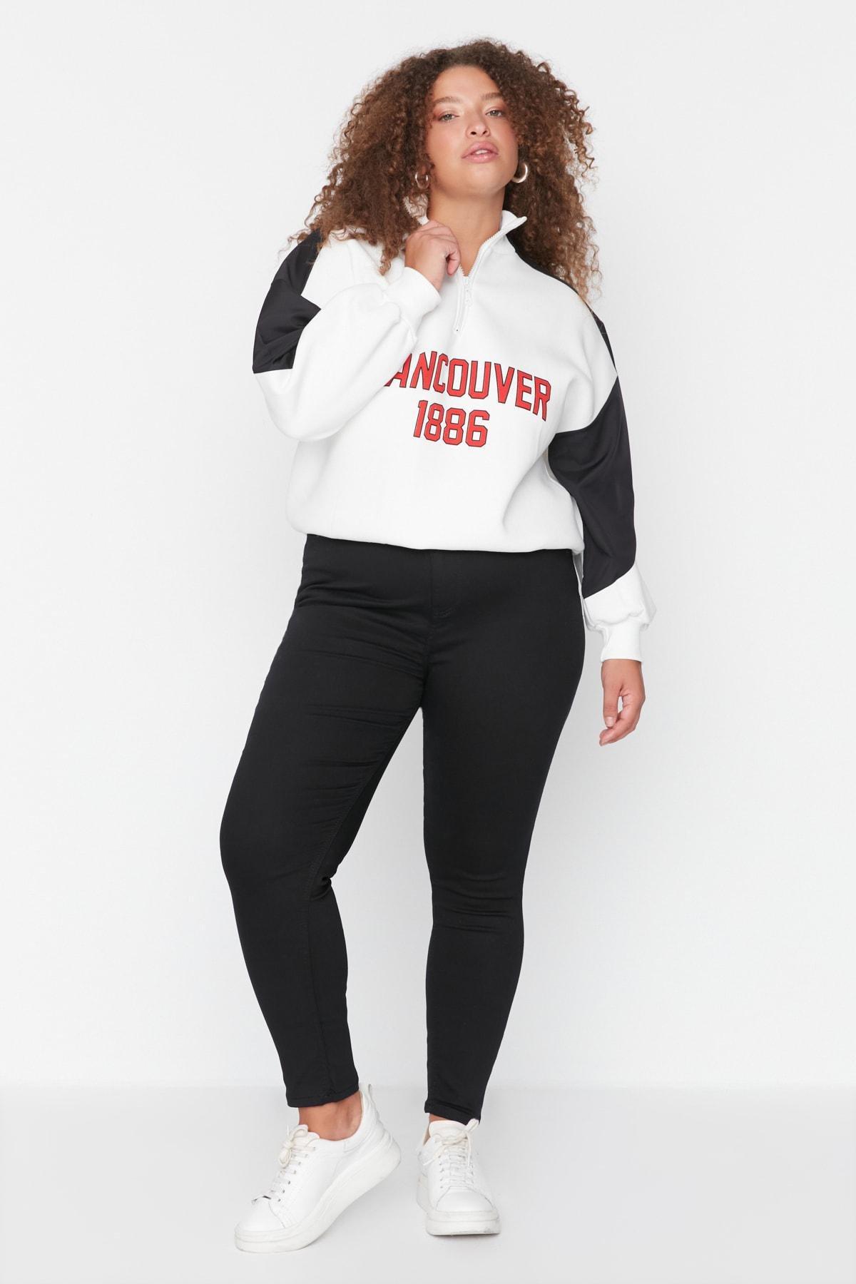 Black Skinny High Waist Plus Size Jeans, , large image number 0