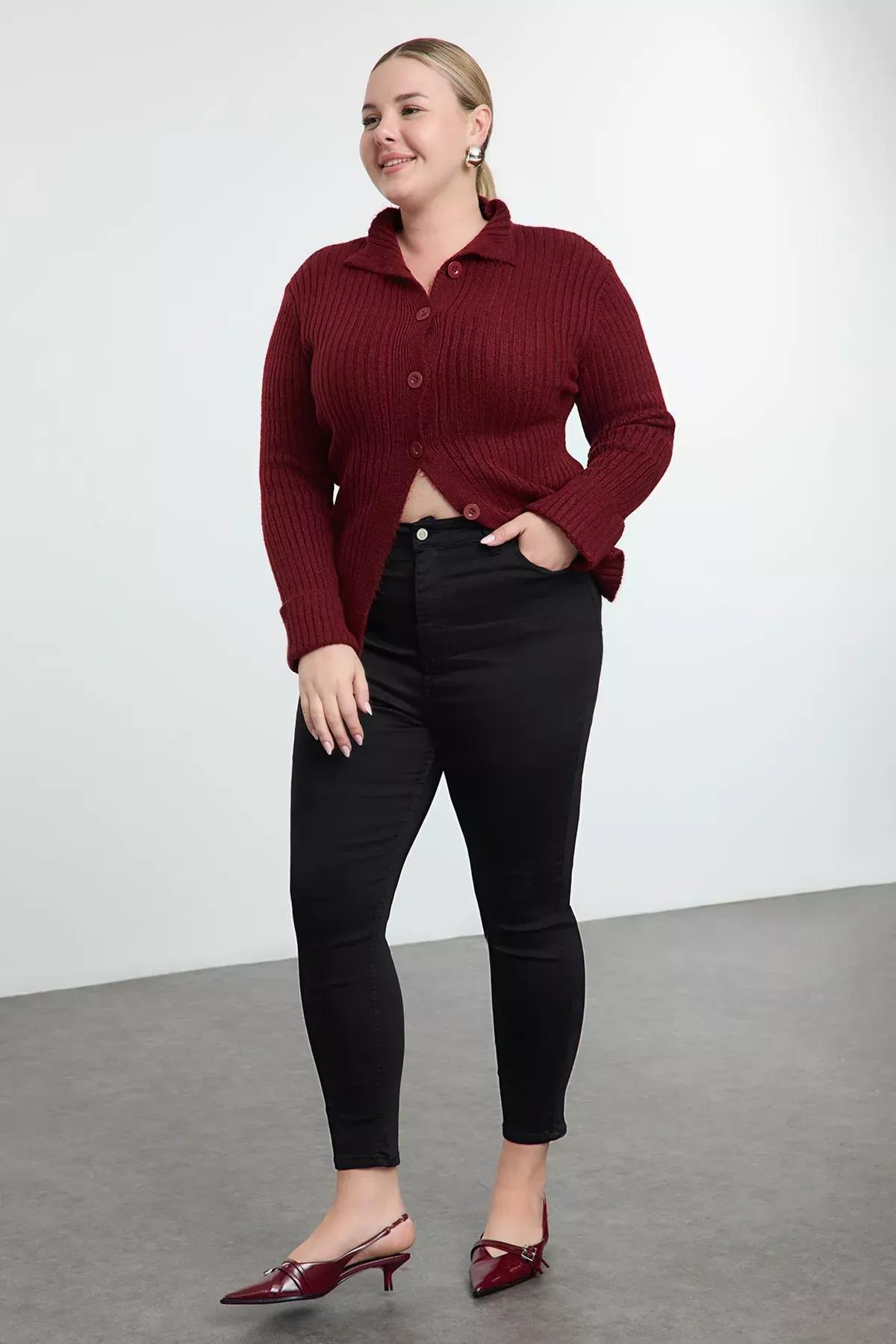 Black Skinny High Waist Plus Size Jeans, Black, medium