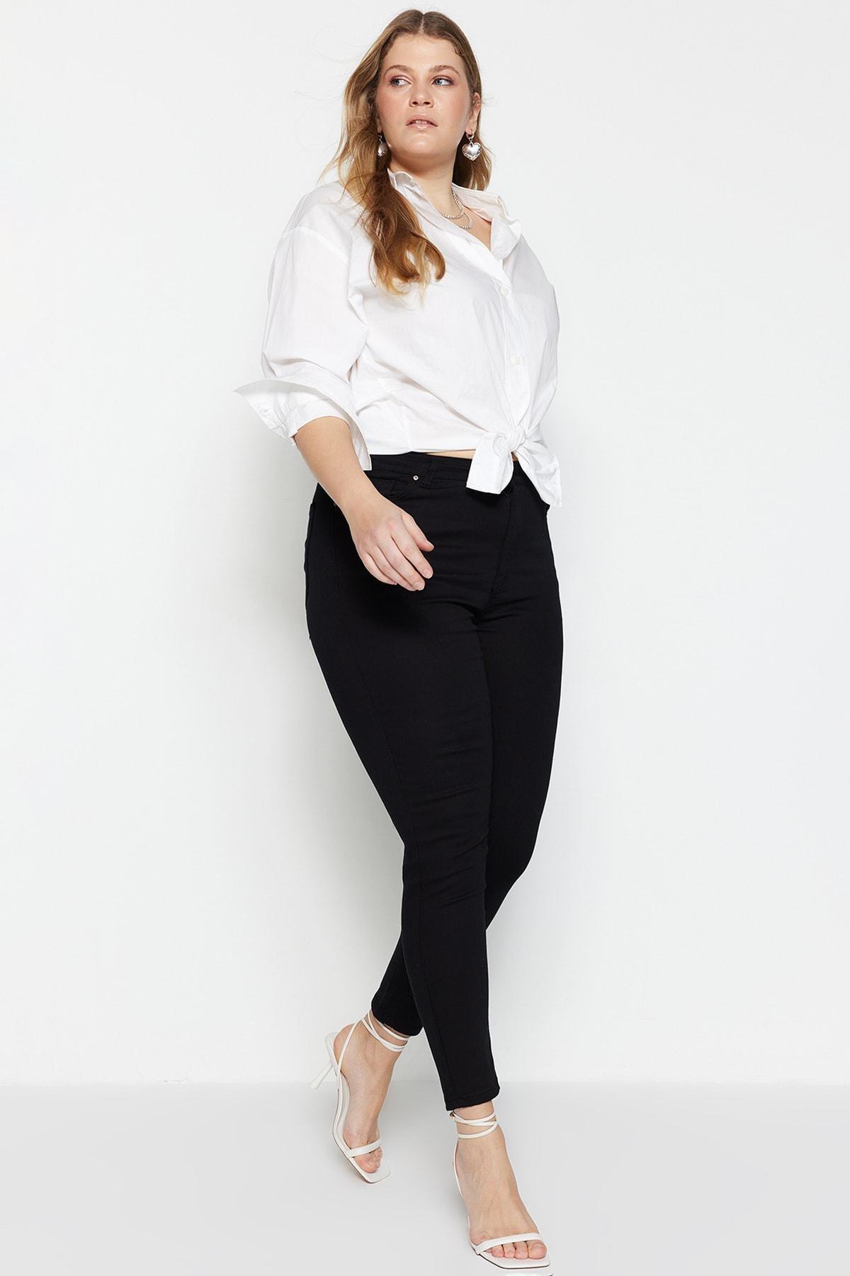 Black Skinny High Waist Plus Size Jeans, , large image number 2