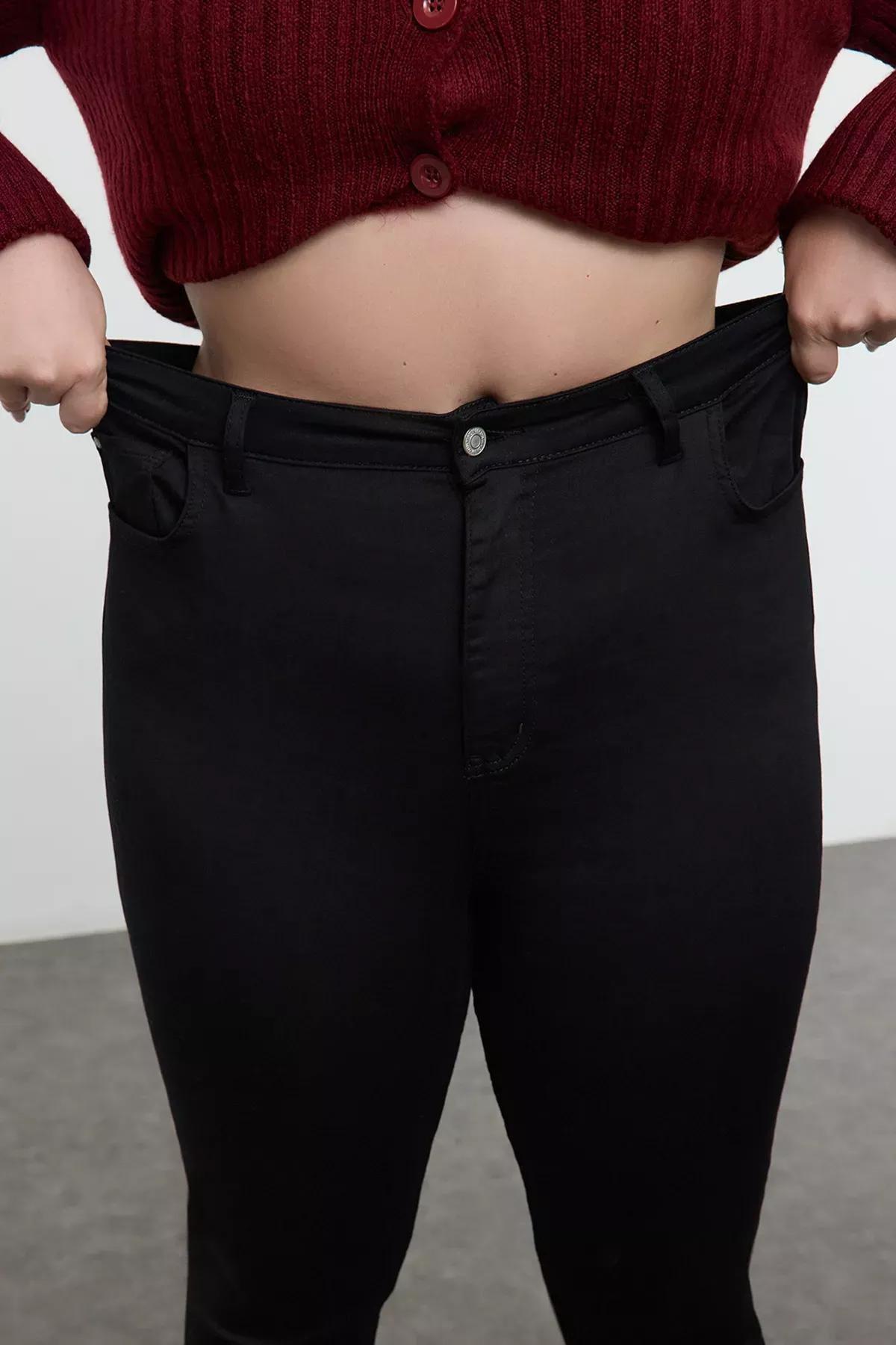 Black Skinny High Waist Plus Size Jeans, Black, medium