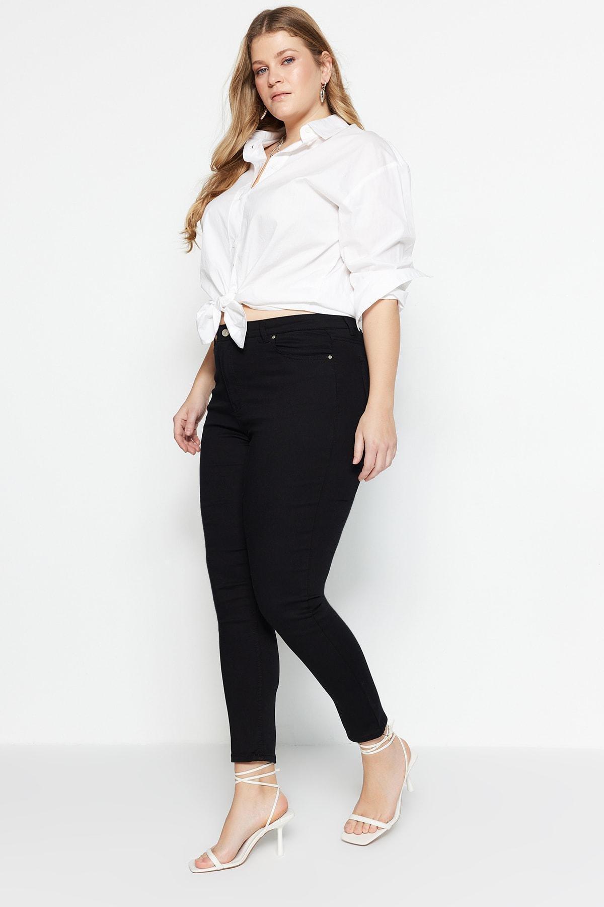 Black Skinny High Waist Plus Size Jeans, , large image number 3