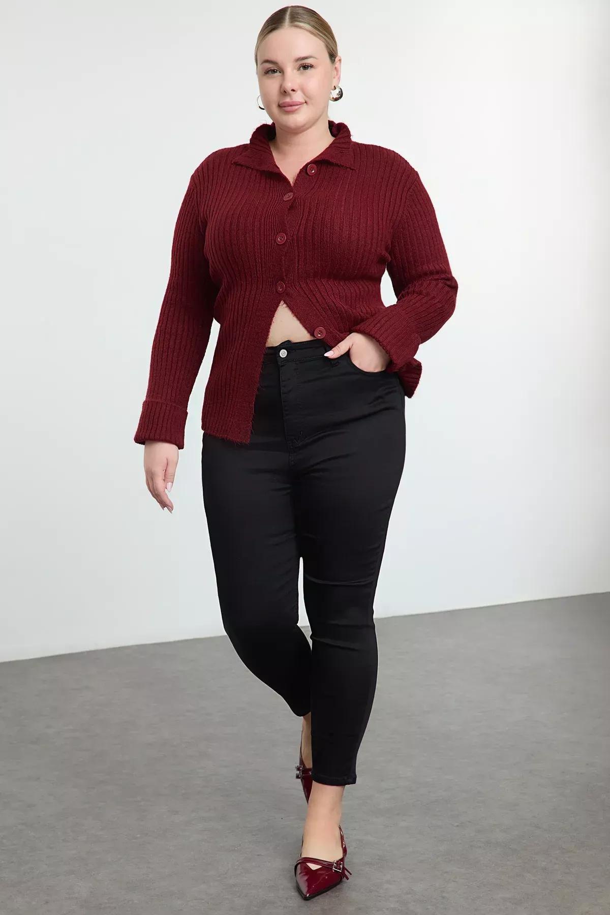 Black Skinny High Waist Plus Size Jeans, Black, large image number 4