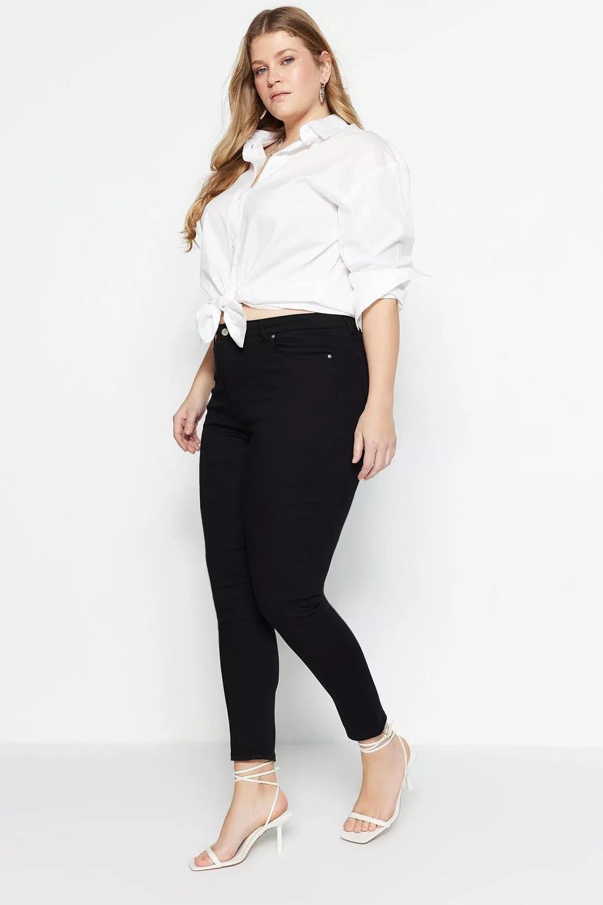 Black Skinny High Waist Plus Size Jeans, , large image number 5