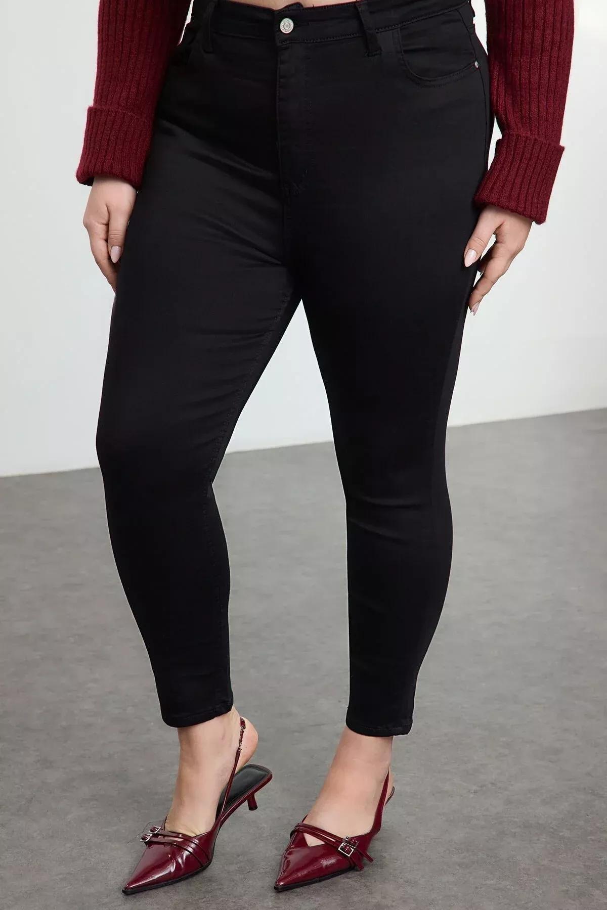 Black Skinny High Waist Plus Size Jeans, , large image number 6