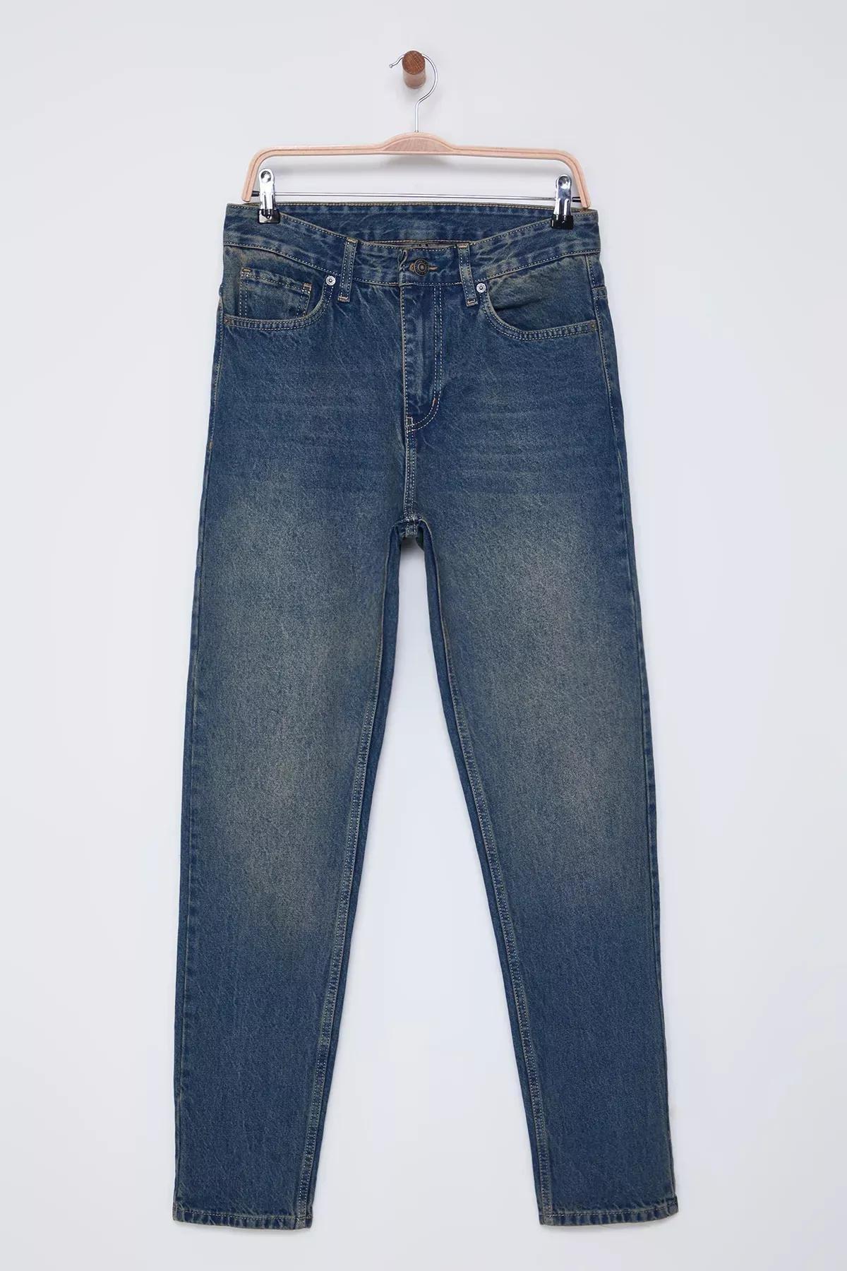 Navy Distressed Washed Jeans, , large image number 0