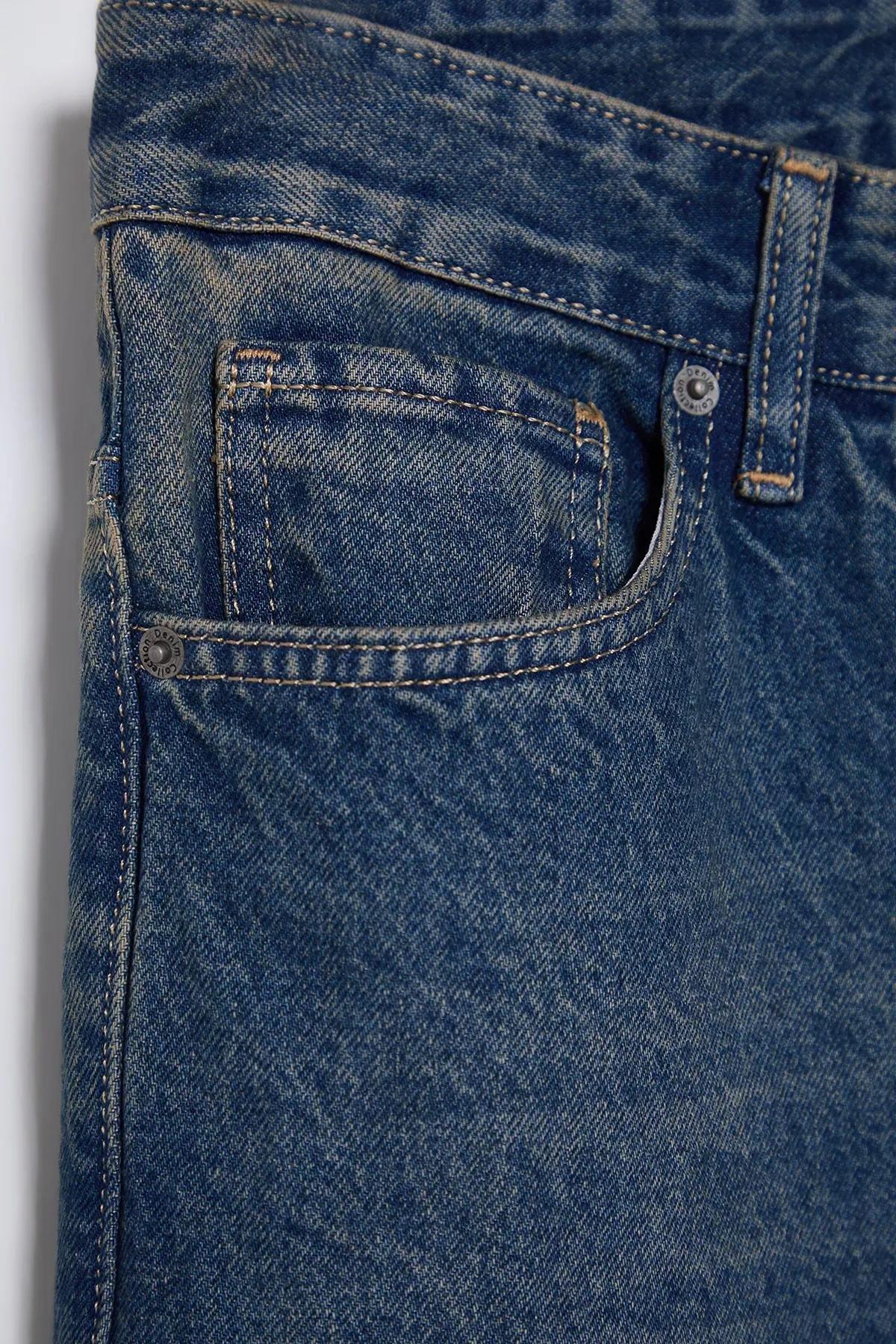 Navy Distressed Washed Jeans, , large image number 2