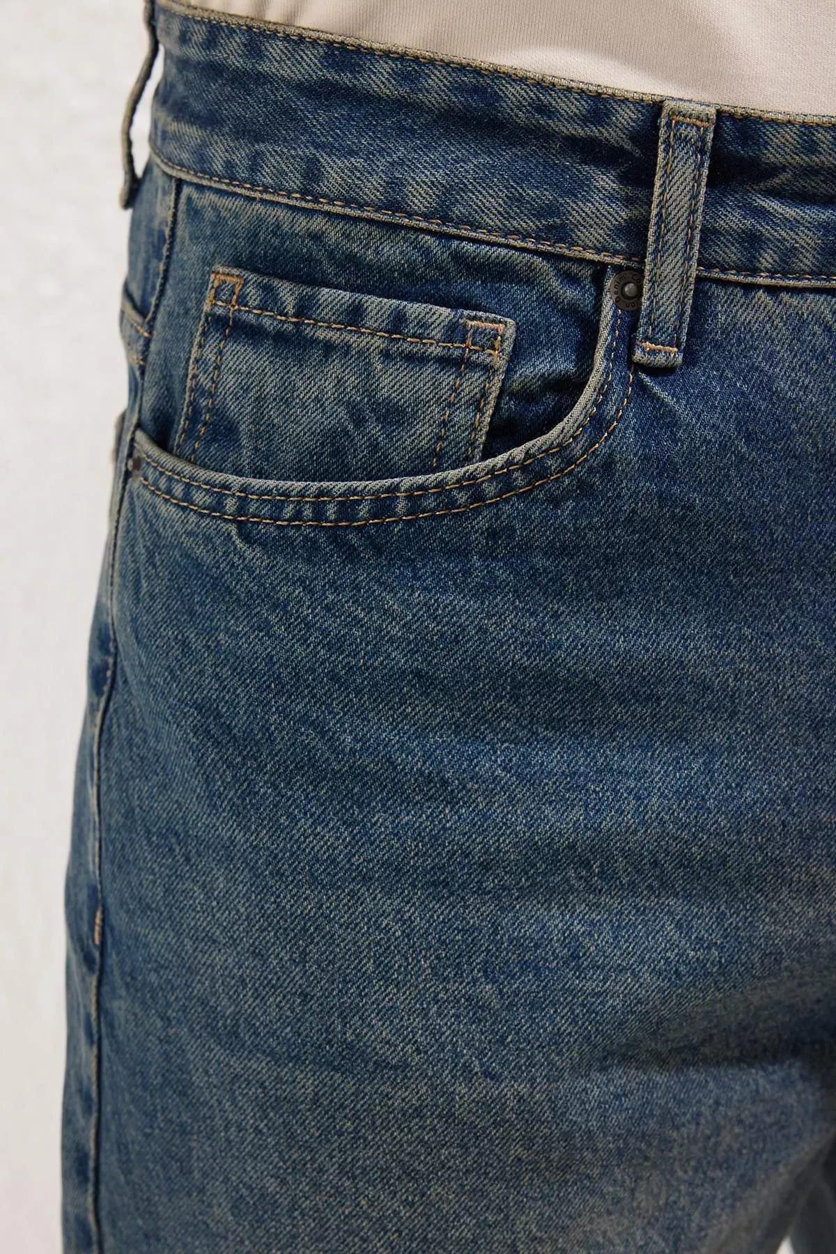Navy Distressed Washed Jeans, , large image number 6