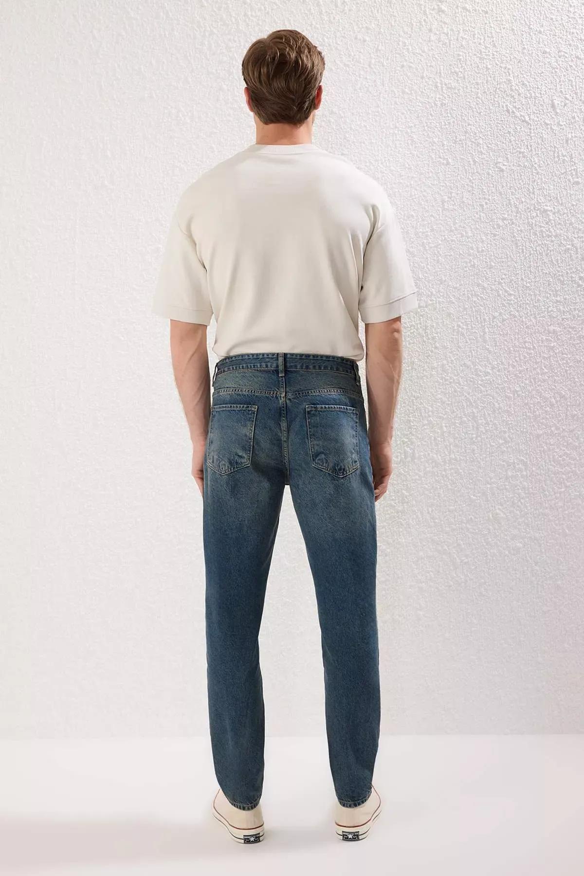 Navy Distressed Washed Jeans, , large image number 7
