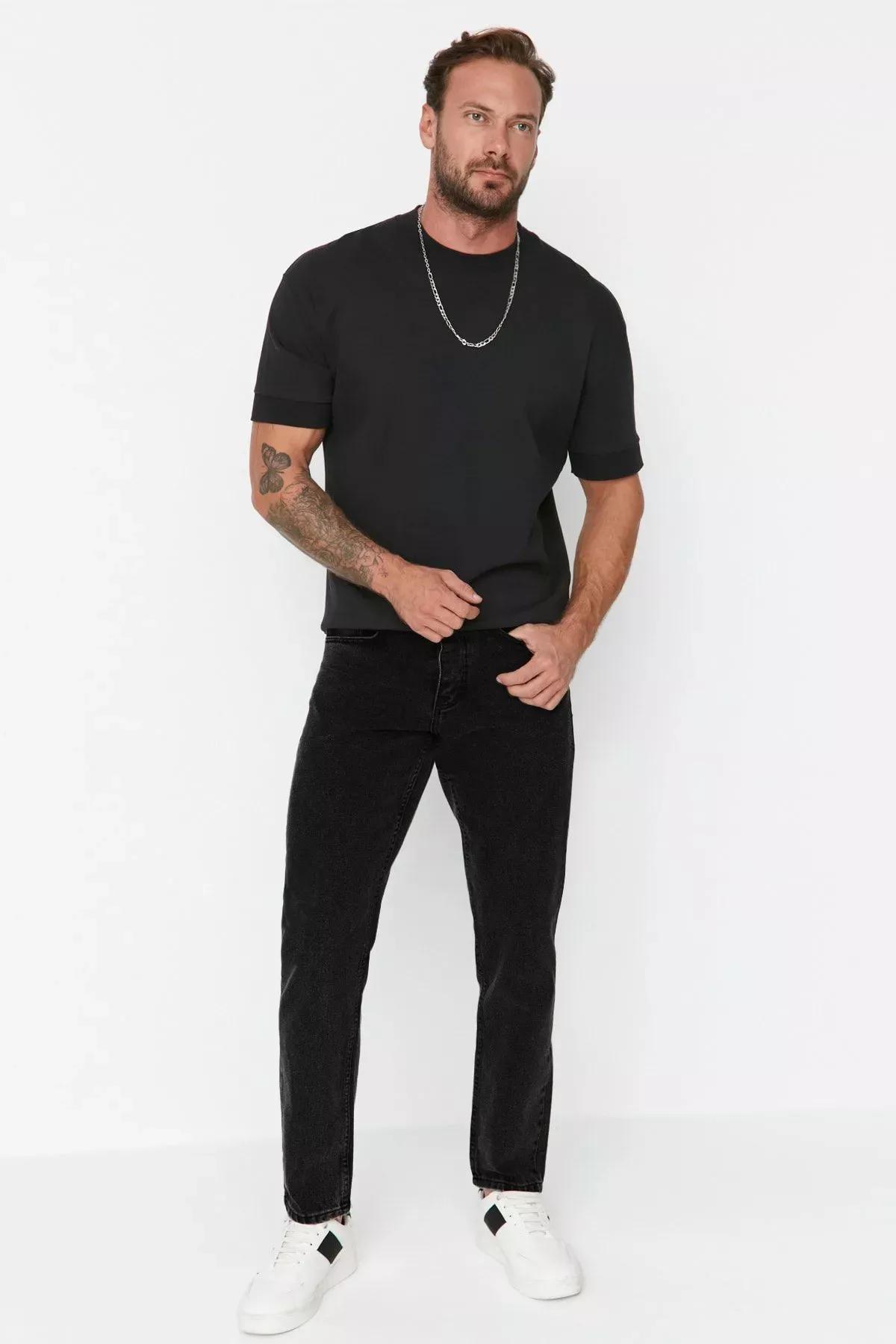 Black Essential Fit Jeans, , large image number 6