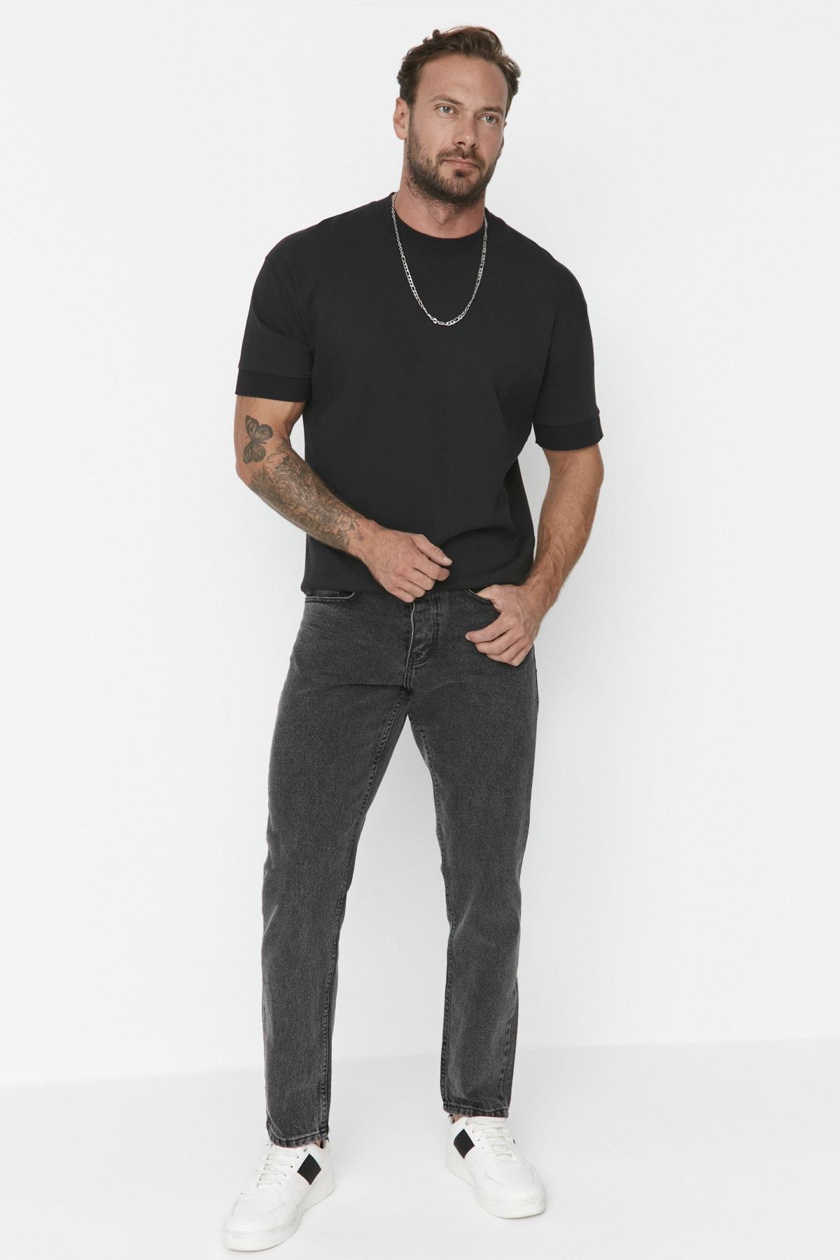 Black Denim Carrot Jeans, , large image number 2