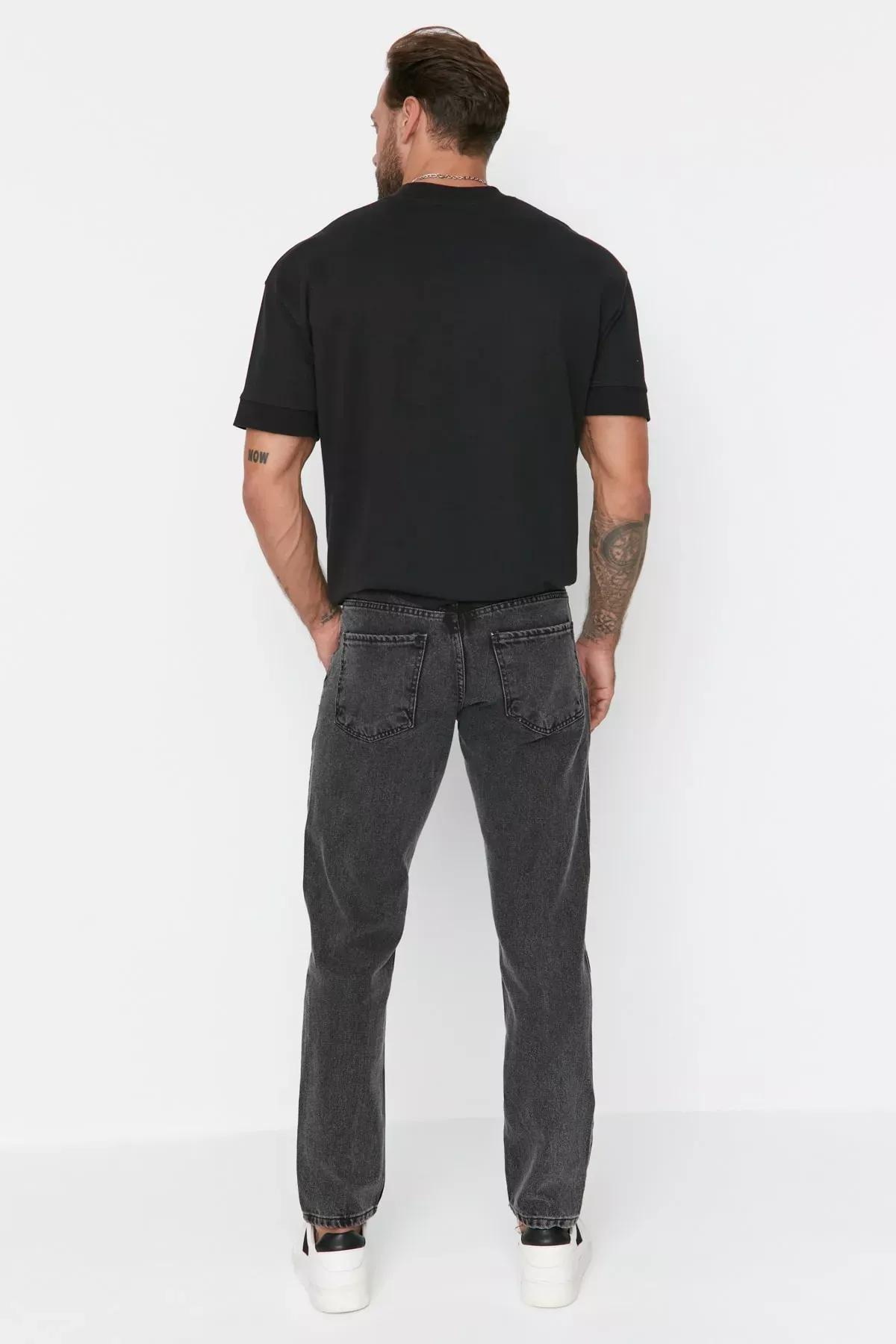 Black Denim Carrot Jeans, Black, large image number 3