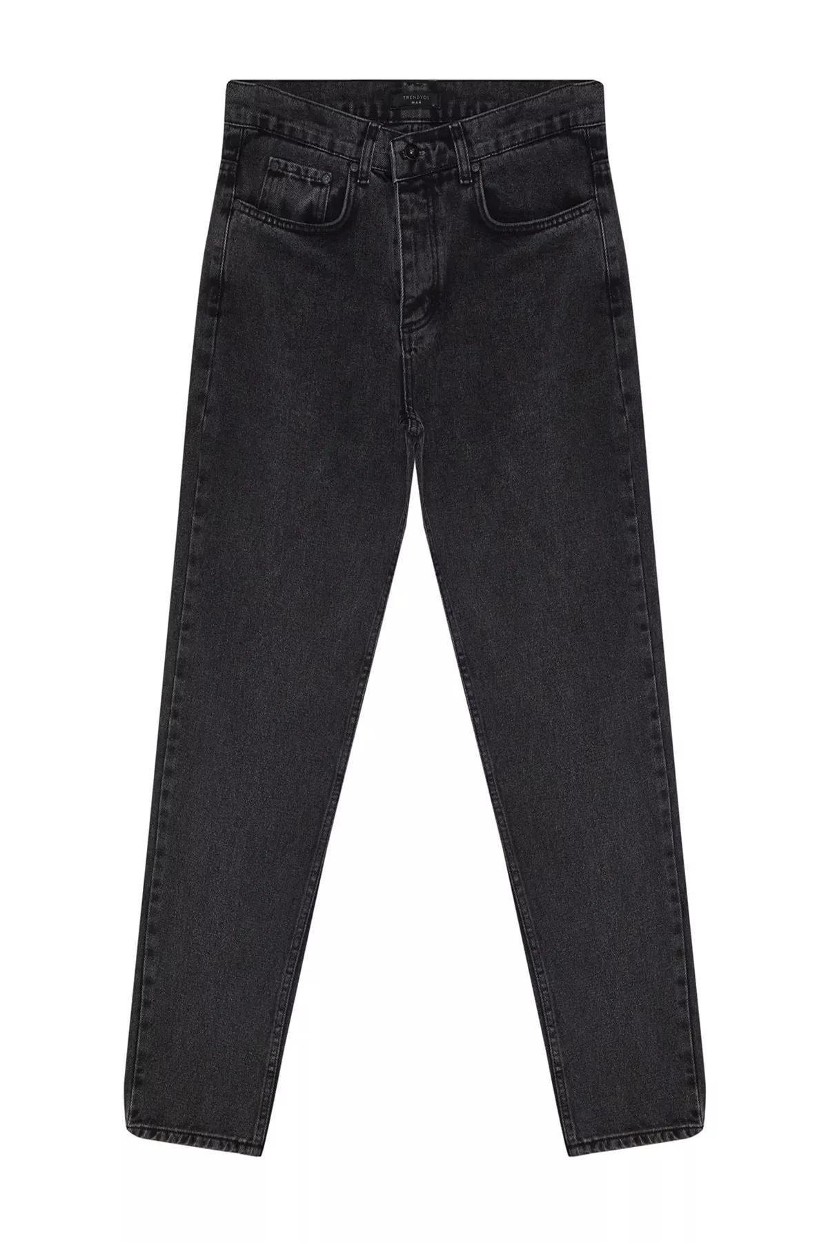 Black Denim Carrot Jeans, Black, large image number 5