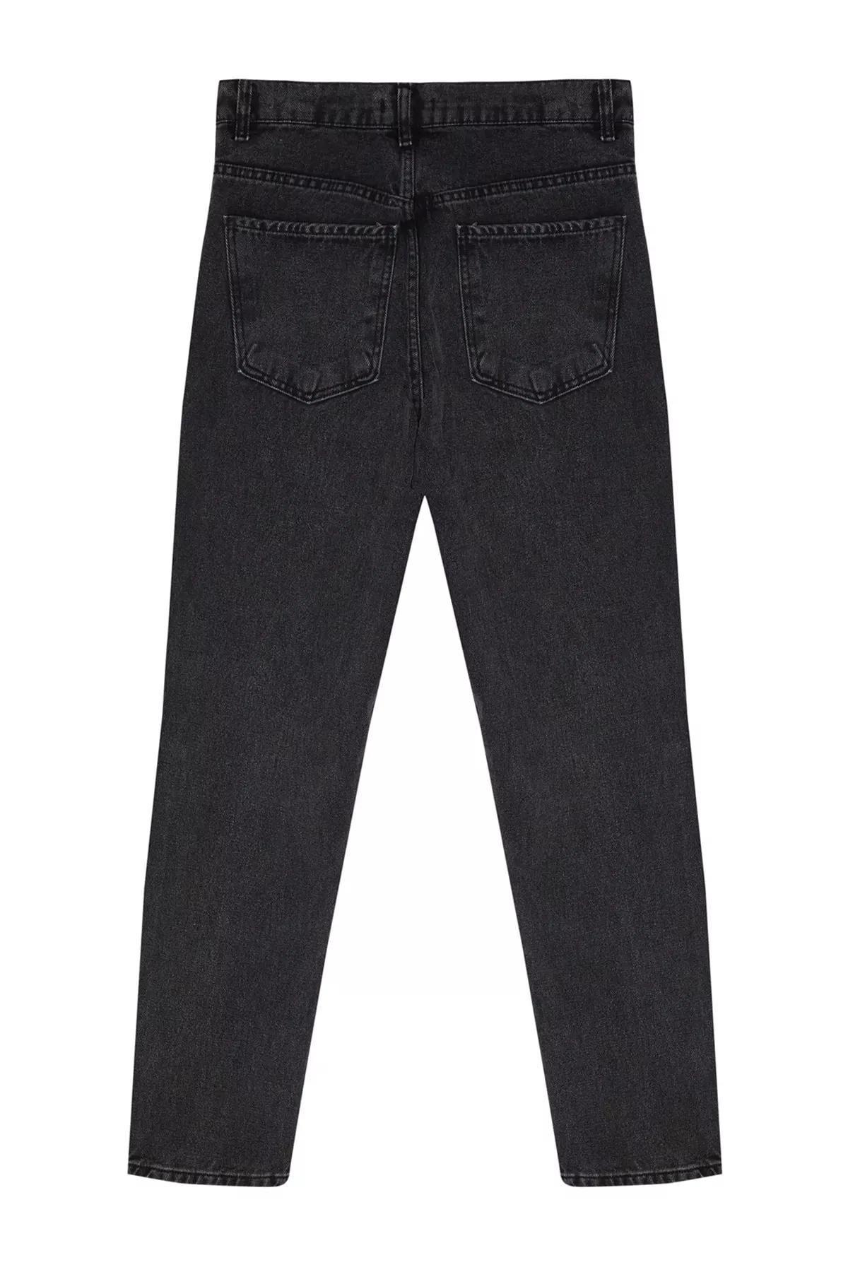 Black Denim Carrot Jeans, Black, large image number 6